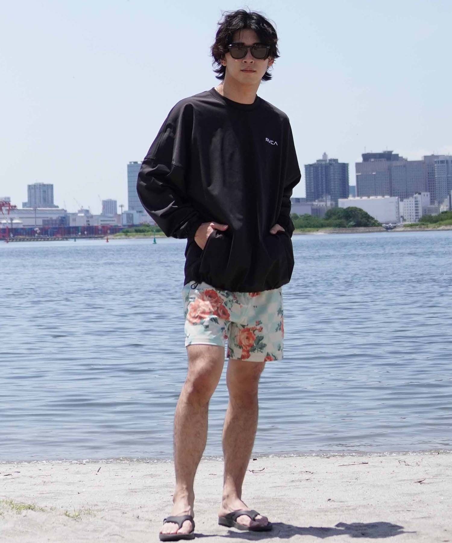 RVCA ルーカ メンズ ラッシュガード 長袖 Tシャツ バックプリント 裾ドローコード ドロスト 水陸両用 BE04A-P06(WHT-S)