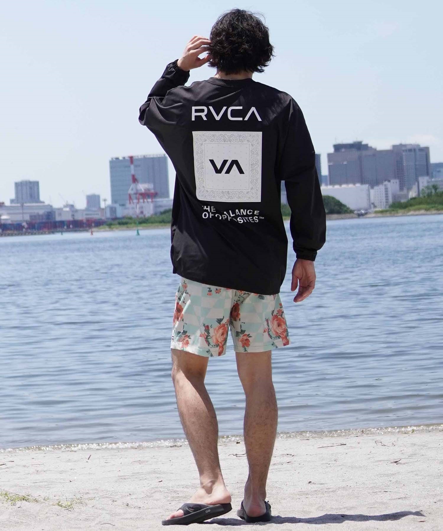 RVCA ルーカ メンズ ラッシュガード 長袖 Tシャツ バックプリント 裾ドローコード ドロスト 水陸両用 BE04A-P06(WHT-S)