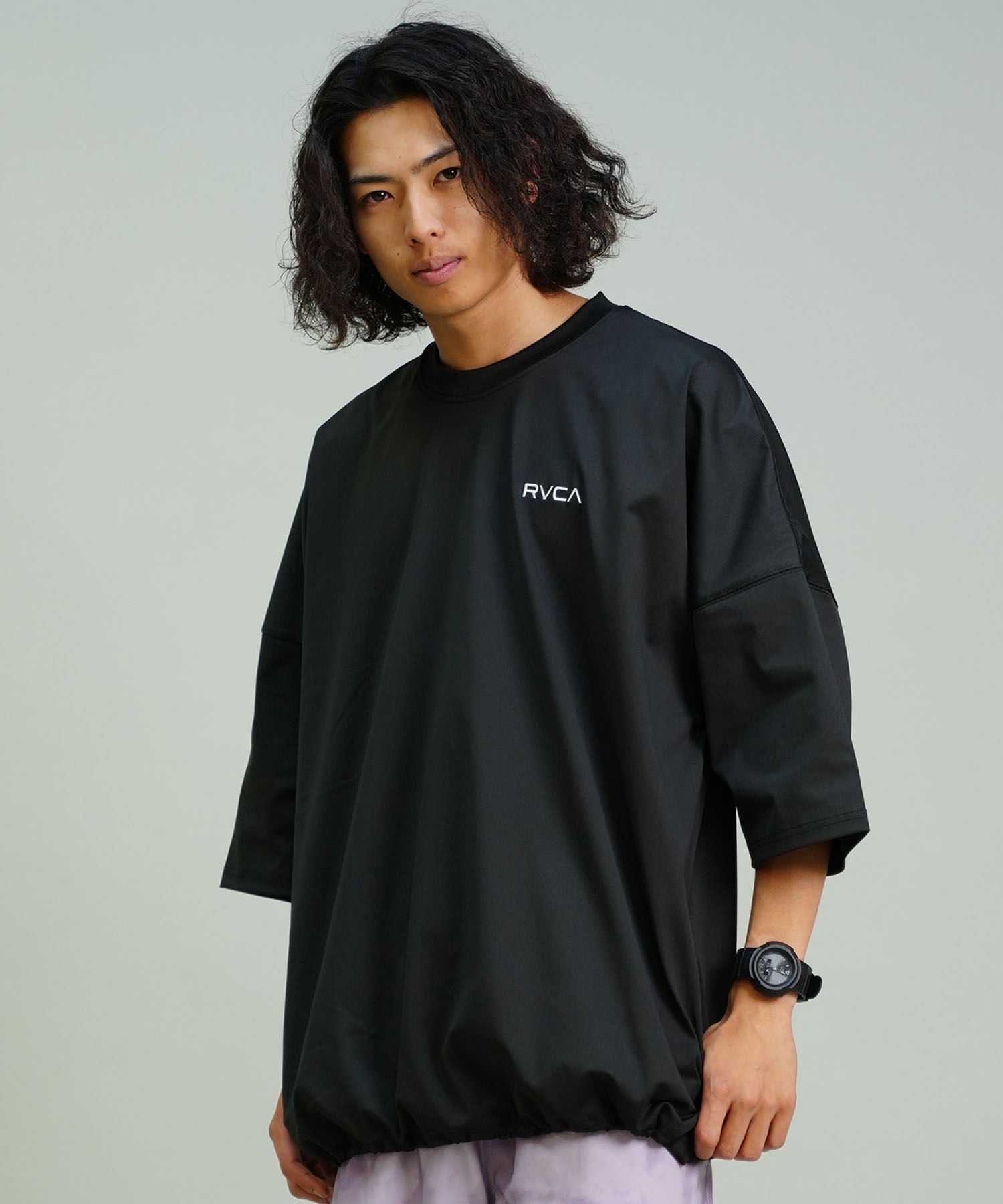 RVCA ルーカ メンズ ラッシュガード 半袖 Tシャツ バックプリント 裾ドローコード ドロスト 水陸両用 BE04A-P25(WHT-S)