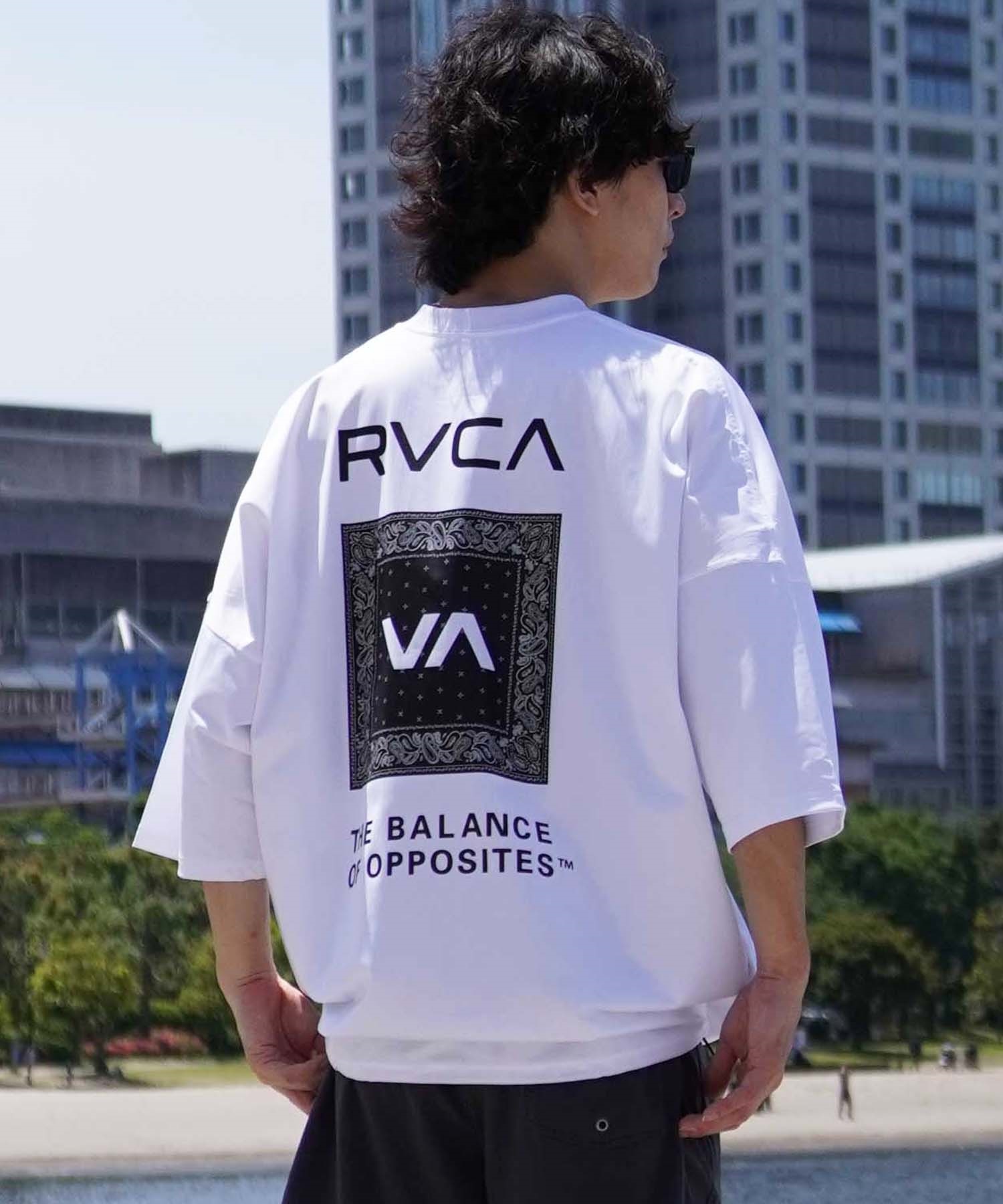 RVCA ルーカ メンズ ラッシュガード 半袖 Tシャツ バックプリント 裾ドローコード ドロスト 水陸両用 BE04A-P25(WHT-S)