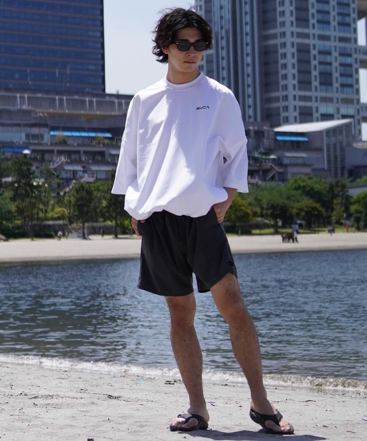 RVCA ルーカ メンズ ラッシュガード 半袖 Tシャツ バックプリント 裾ドローコード ドロスト 水陸両用 BE04A-P25(WHT-S)