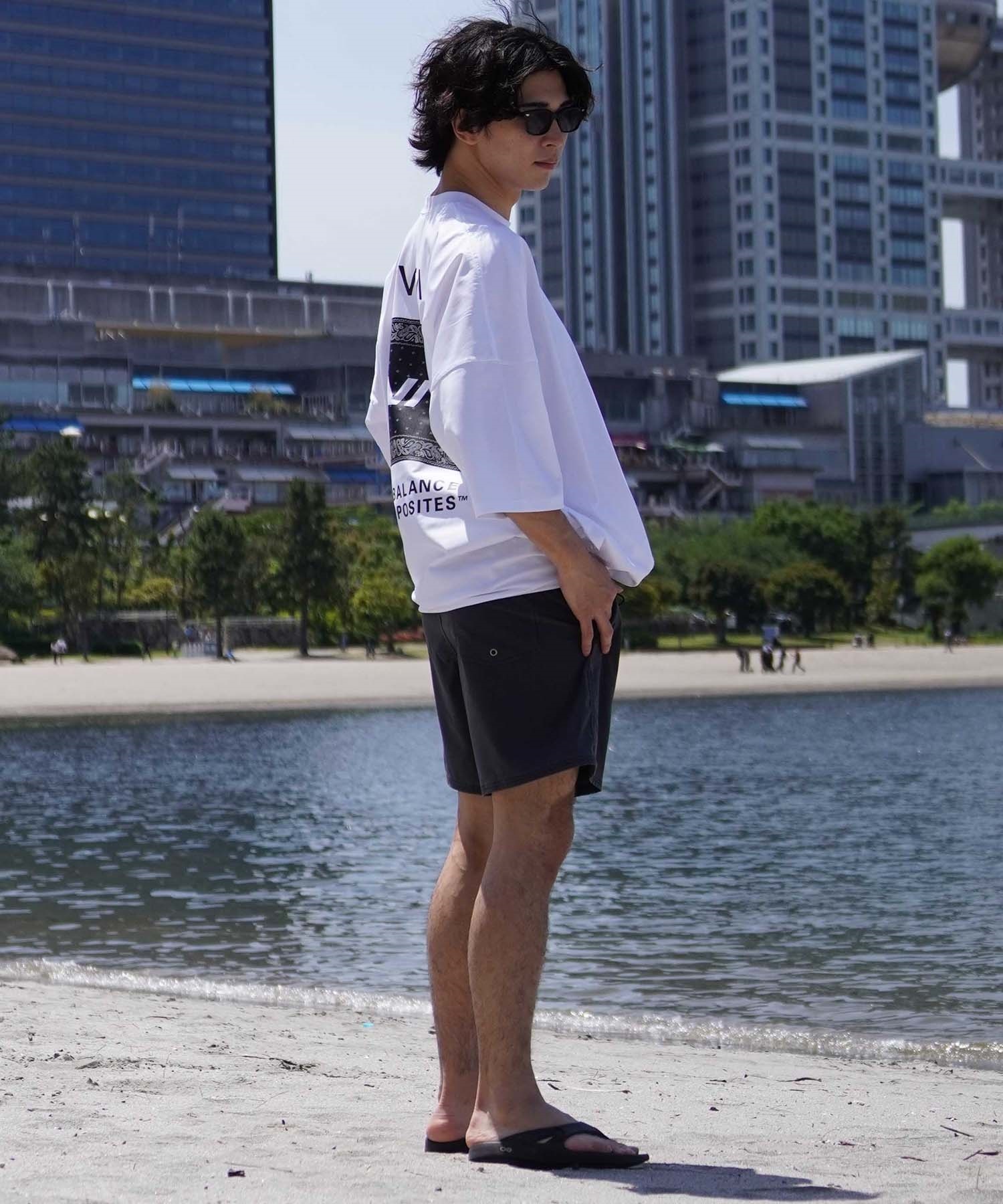 RVCA ルーカ メンズ ラッシュガード 半袖 Tシャツ バックプリント 裾ドローコード ドロスト 水陸両用 BE04A-P25(WHT-S)