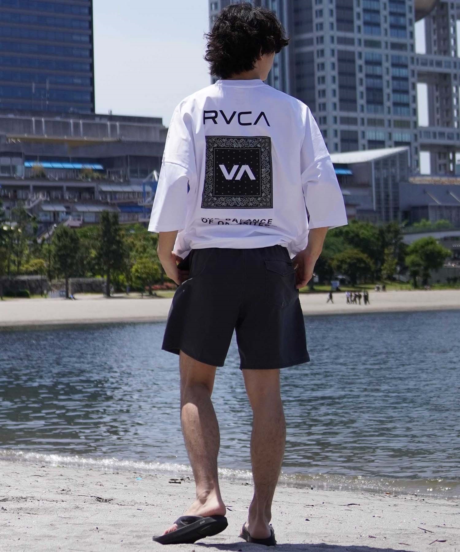 RVCA ルーカ メンズ ラッシュガード 半袖 Tシャツ バックプリント 裾ドローコード ドロスト 水陸両用 BE04A-P25(WHT-S)