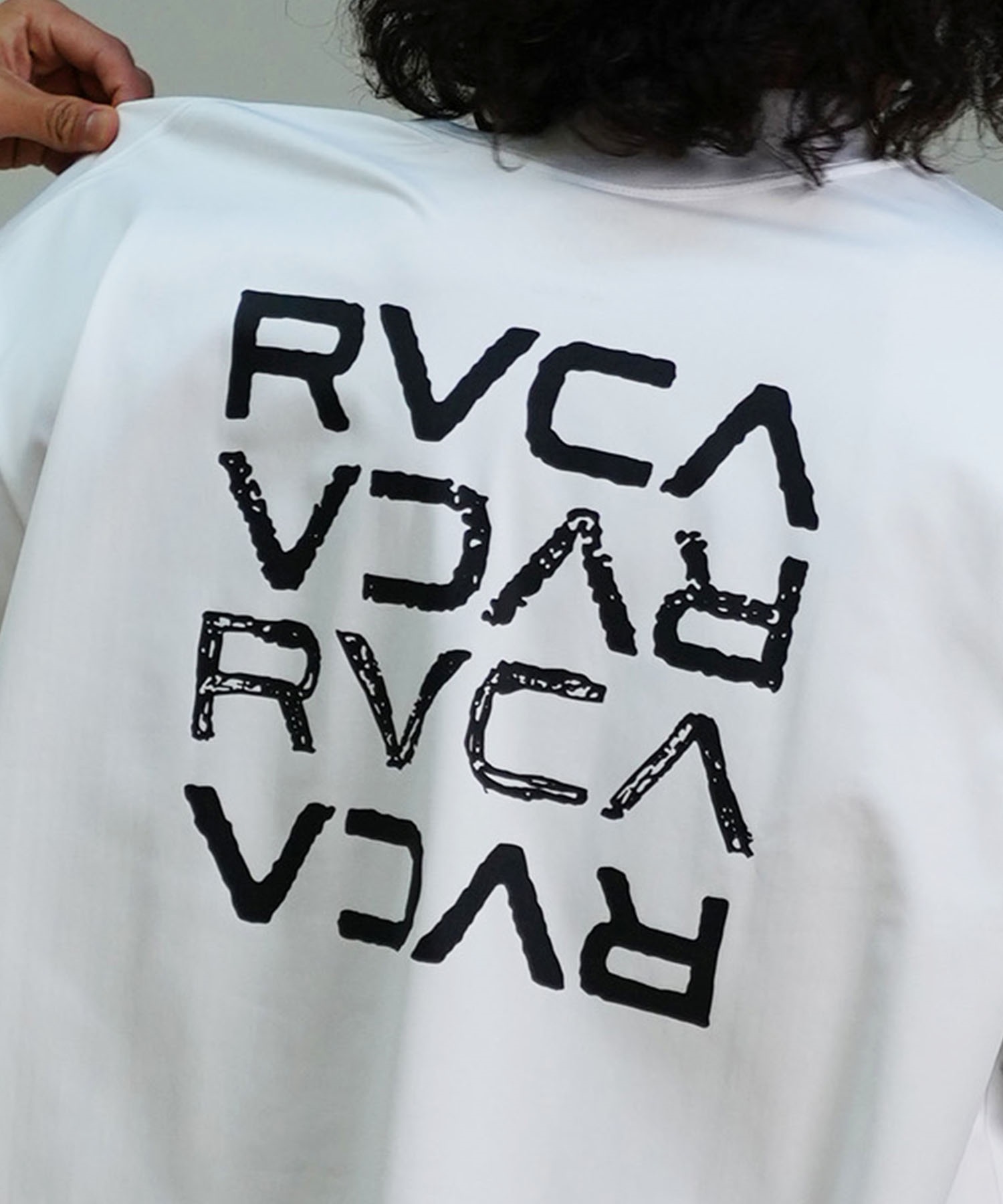 RVCA ルーカ メンズ ラッシュガード 半袖 Tシャツ オーバーサイズ バックプリント ロゴ 水陸両用 BE04A-P26(WHT-S)