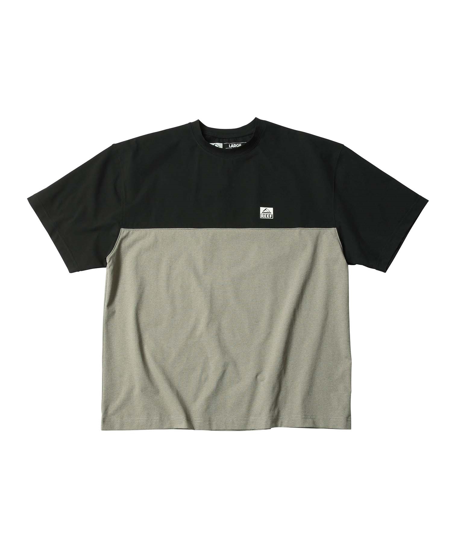 REEF リーフ BICOLOR RASH S S TEE メンズ 半袖 ラッシュガード Tシャツ 水陸両用 UVケア RFTEM2422(BK/GY-M)