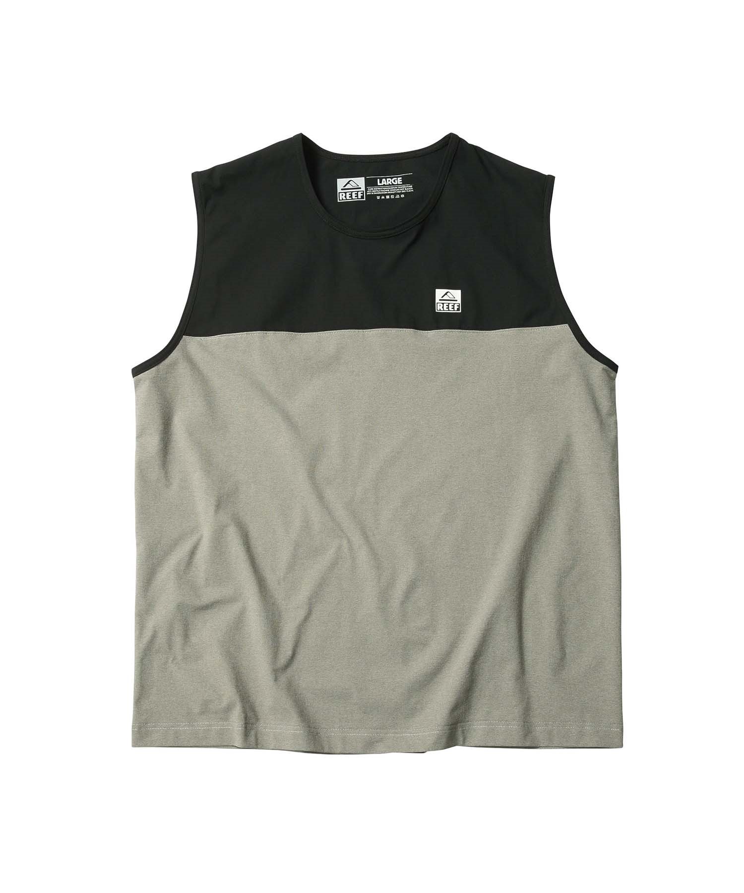 REEF リーフ BICOLOR RASH TANK メンズ タンクトップ ラッシュガード 水陸両用 UVケア ワンポイント RFTEM2423(BK/GY-M)