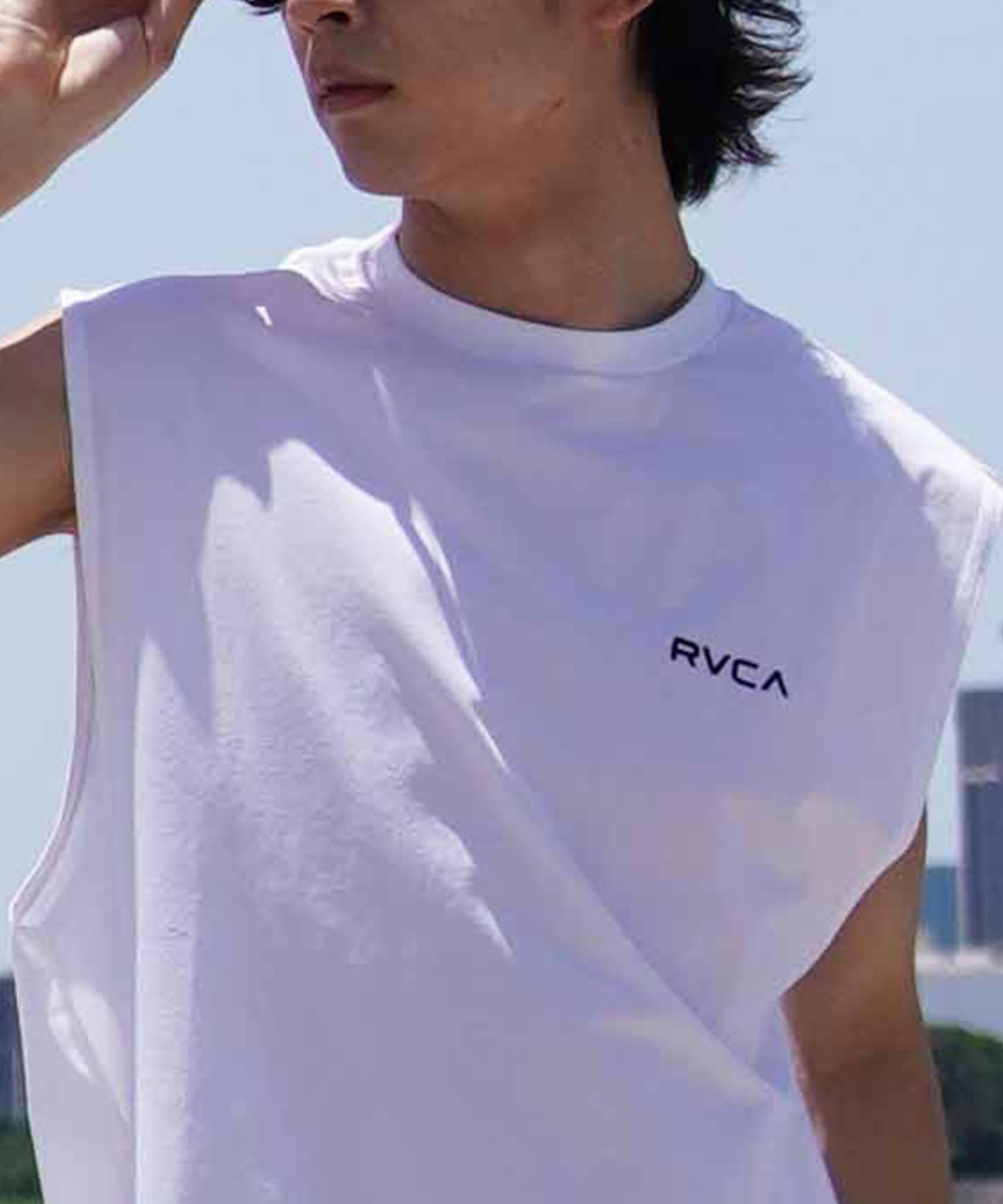 RVCA ルーカ メンズ ラッシュガード タンクトップ オーバーサイズ バックプリント 水陸両用 ムラサキスポーツ限定 BE04A-P36(WHT-S)