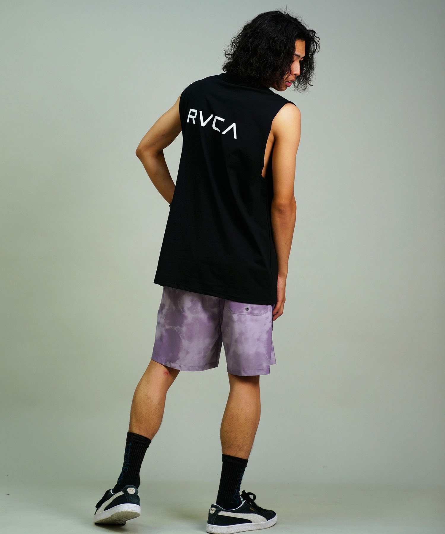 RVCA ルーカ メンズ ラッシュガード タンクトップ オーバーサイズ バックプリント 水陸両用 ムラサキスポーツ限定 BE04A-P36(WHT-S)