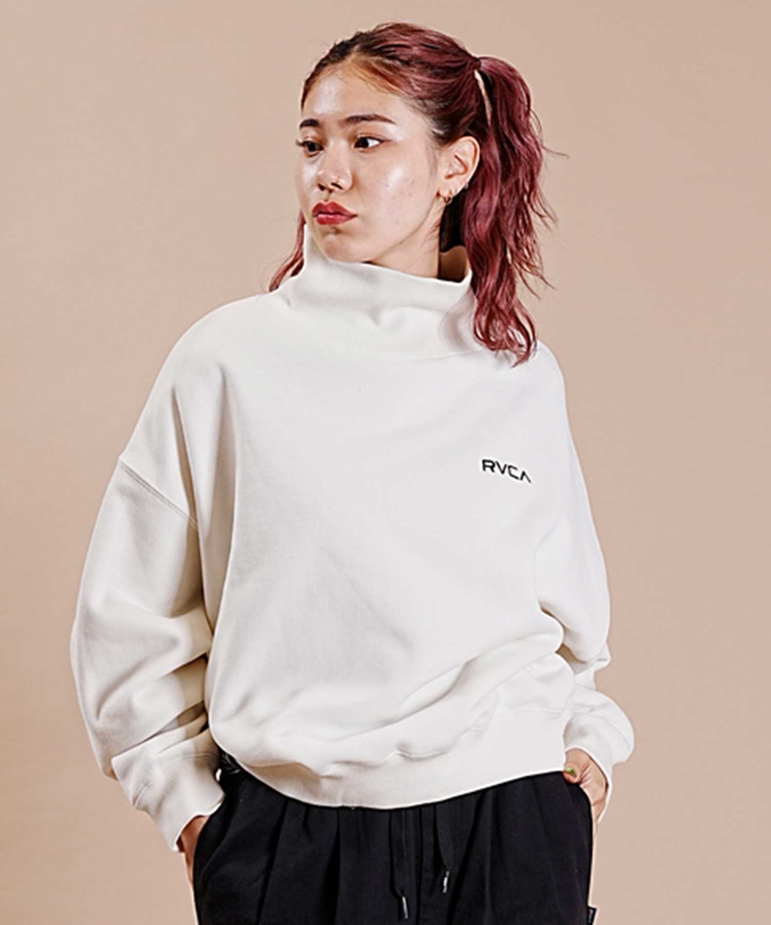 RVCA/ルーカ レディース トレーナー スウェット ハイネック ルーズ