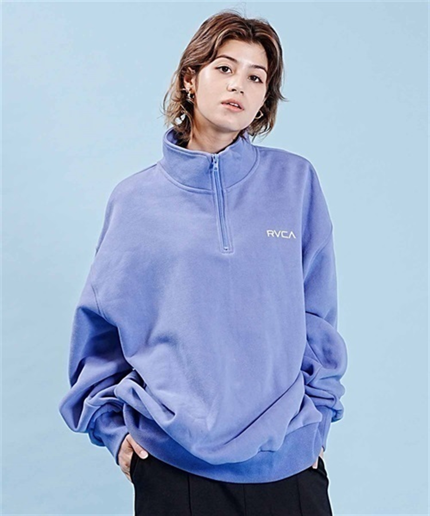 RVCA/ルーカ BANDANA BOX LOGO HALF ZIP スウェット トレーナー バックプリント BD044-156(PMK0-M)