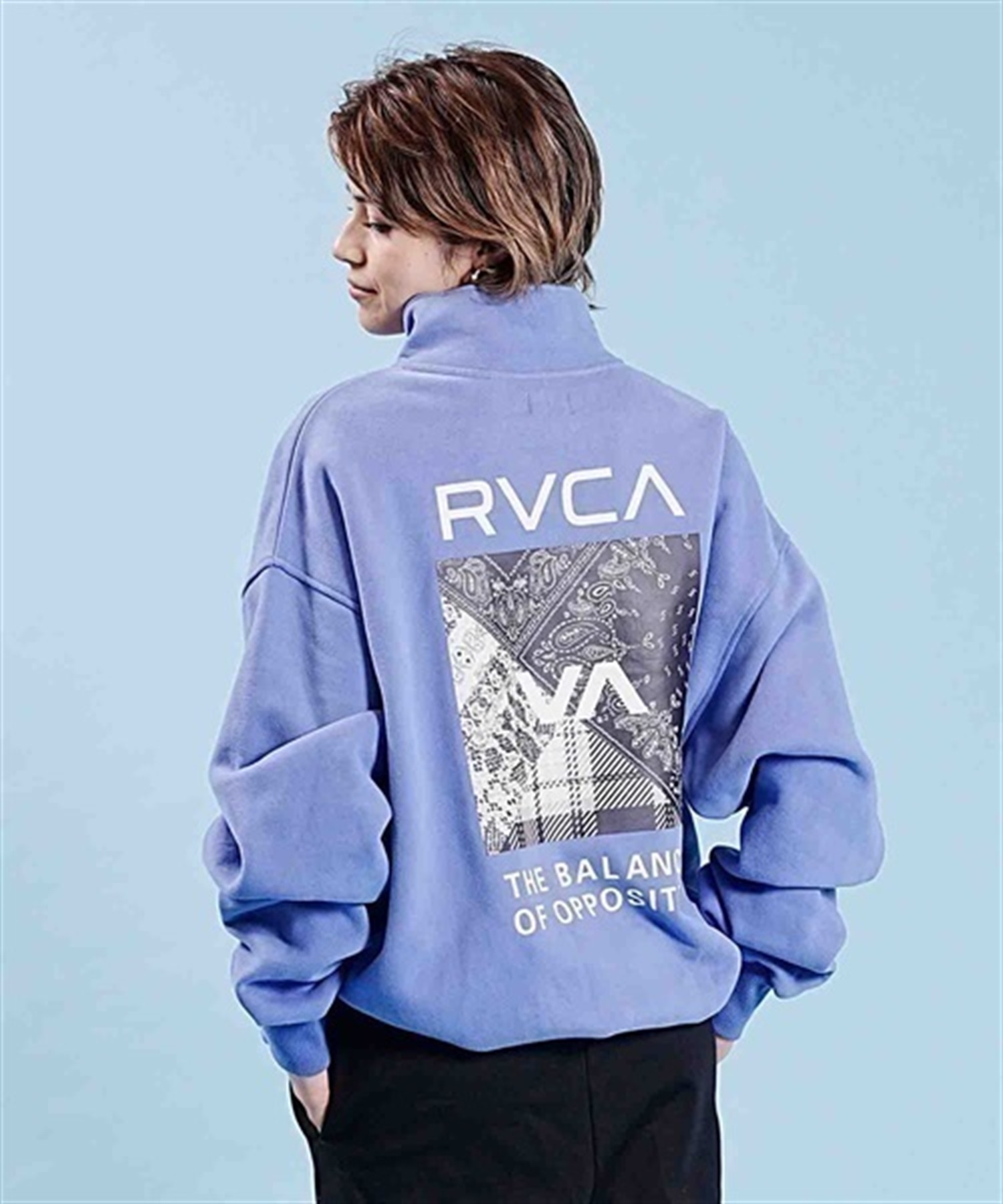 RVCA/ルーカ BANDANA BOX LOGO HALF ZIP スウェット トレーナー バックプリント BD044-156(CLO-M)