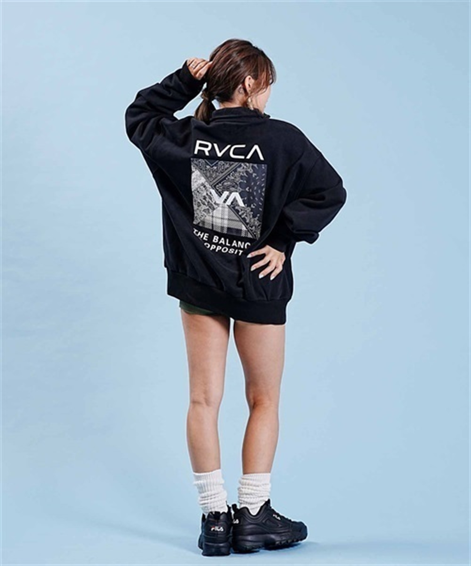 RVCA/ルーカ BANDANA BOX LOGO HALF ZIP スウェット トレーナー バック