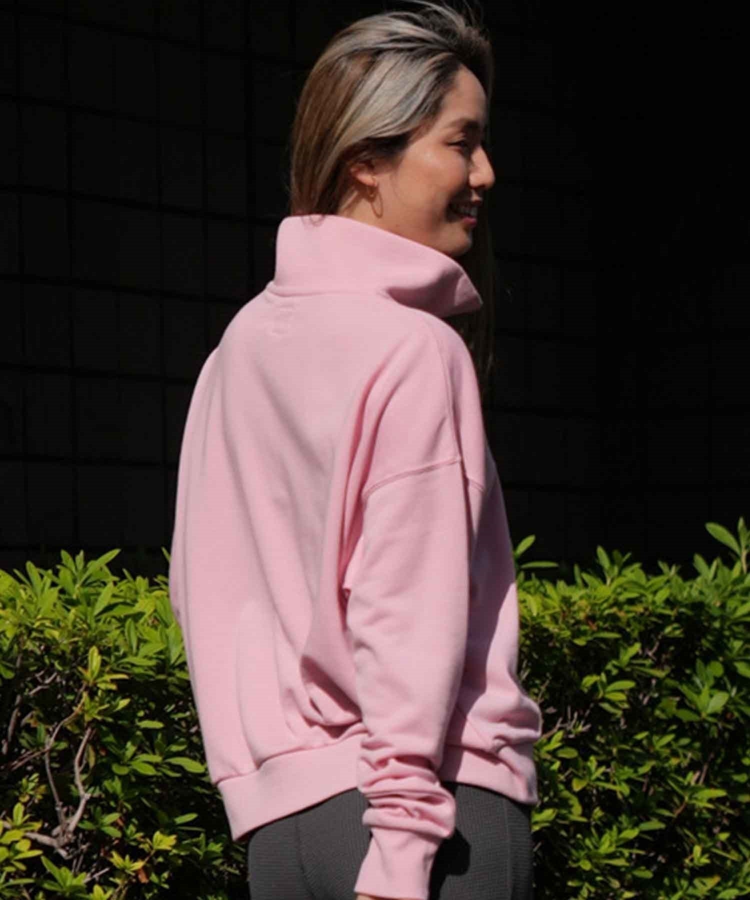 ALOHA PEOPLE/アロハピープル レディース トレーナー ハーフジップ 薄手 APSS2406(PINK-M)