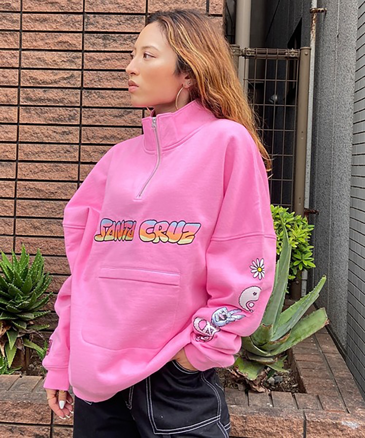 SANTACRUZ サンタクルズ ZIP/HWHIMSICAL MIXED 502233333 レディース トレーナー(PINK-F)