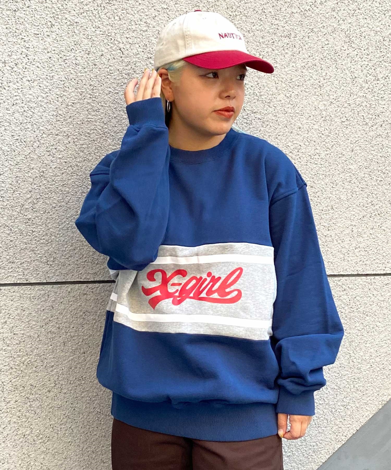 X-GIRL/エックスガール CONTRAST COLOR SWEAT TOP レディース