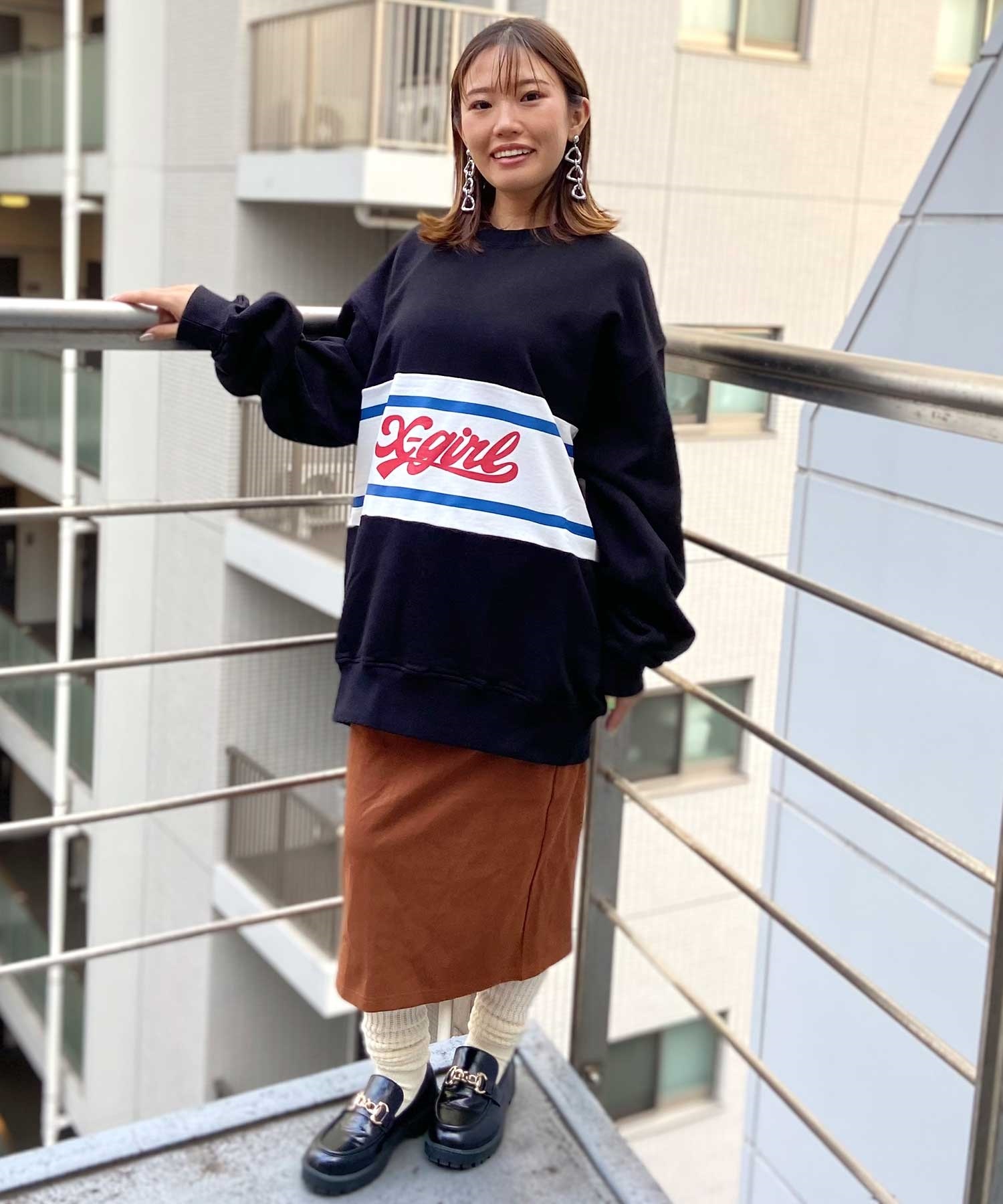X-GIRL/エックスガール CONTRAST COLOR SWEAT TOP レディース 