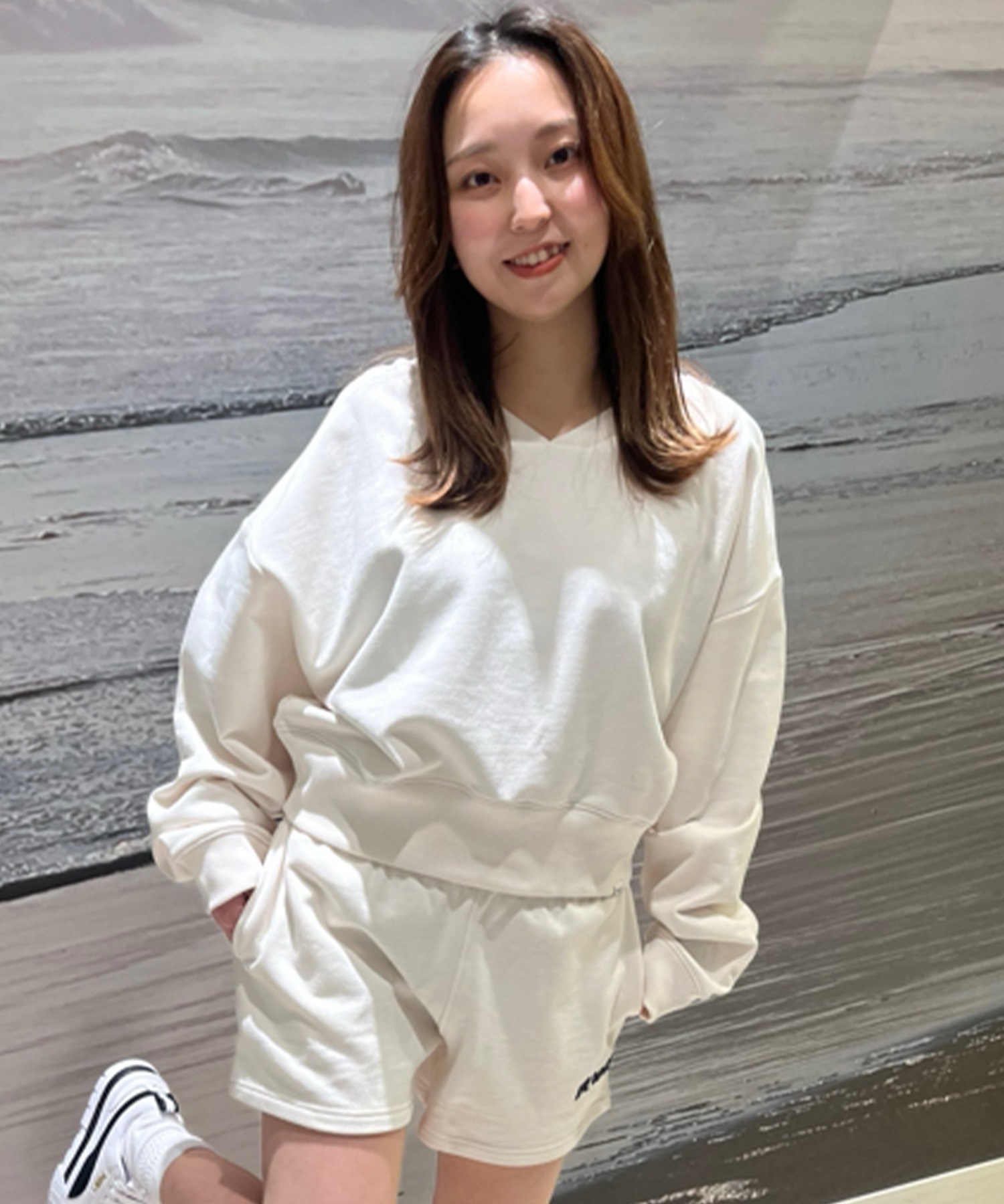 マトメガイ対象】RVCA ルーカ V NECK SWEAT TOP レディース Vネック 