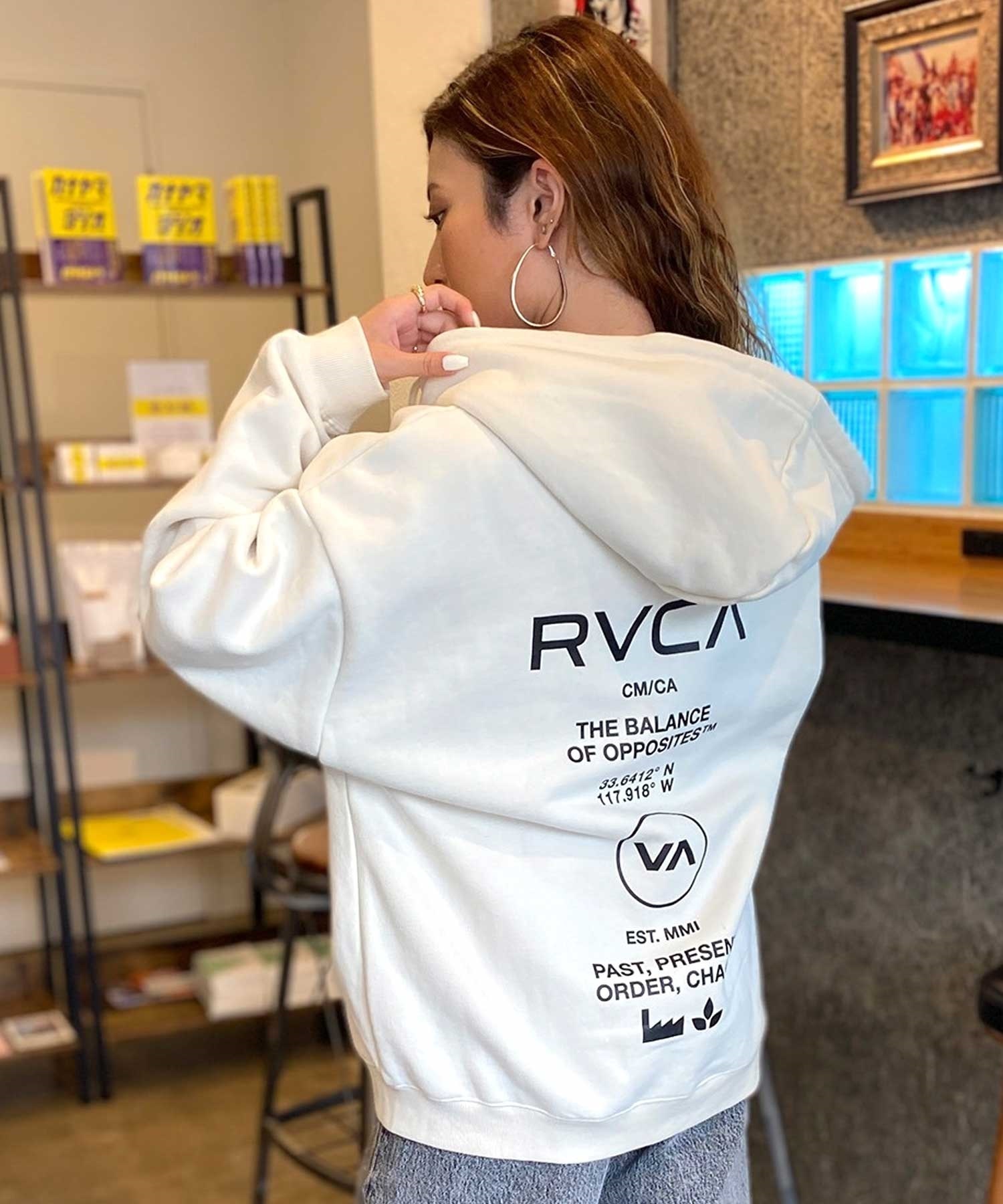 RVCA/ルーカ レディース ジップアップ パーカー オーバーサイズ バックプリント BD044-P03 ムラサキスポーツ限定(WHT-M)