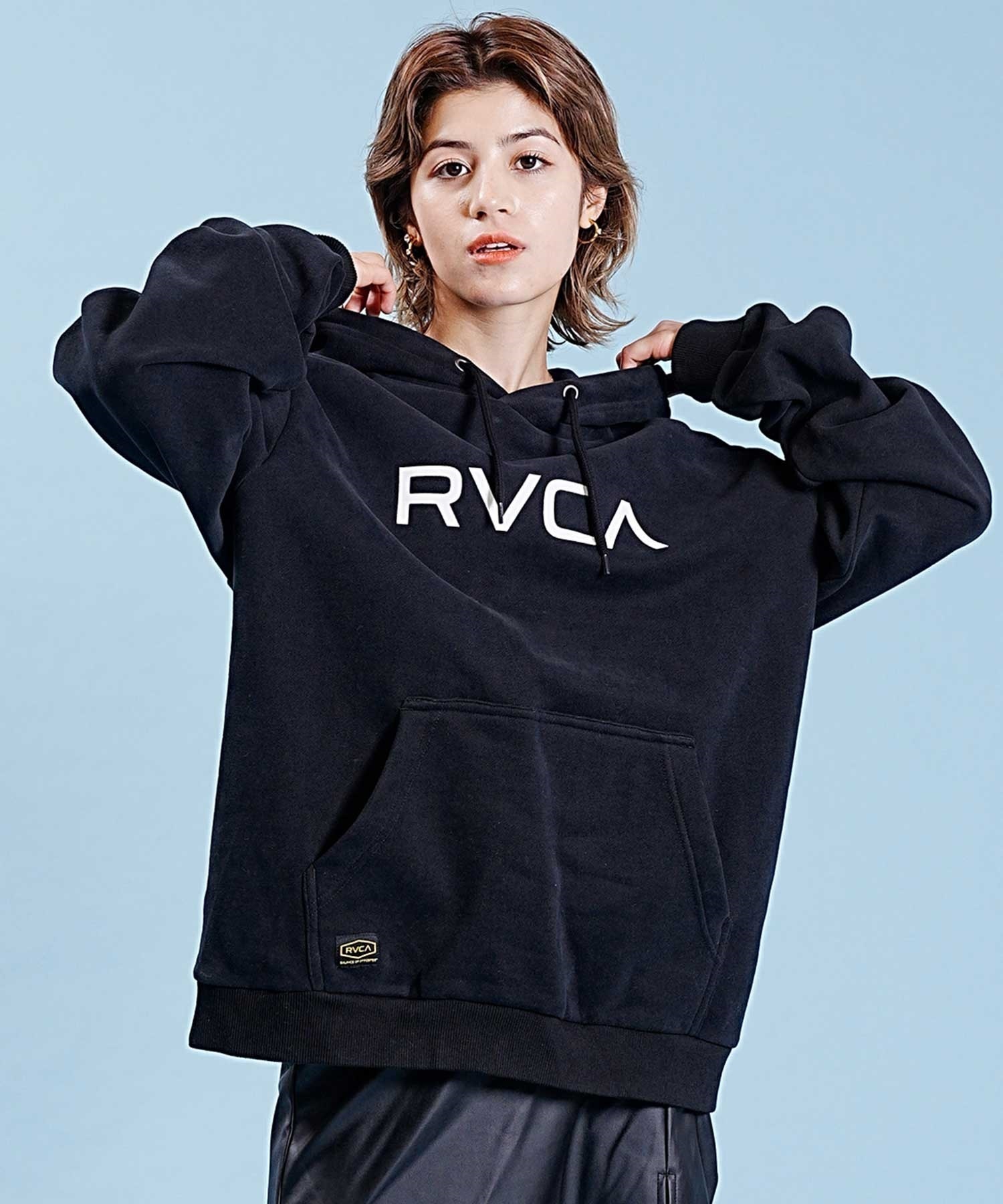 RVCA/ルーカ レディース プルオーバー パーカー ビッグサイズ 裏起毛 BD044-157(BLK-S)