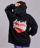 THRASHER/スラッシャー パーカー ジップアップ バックプリントハート柄 フレイムロゴ ビッグシルエット ムラサキスポーツ限定 THMUL-23F0002(ASH-M)