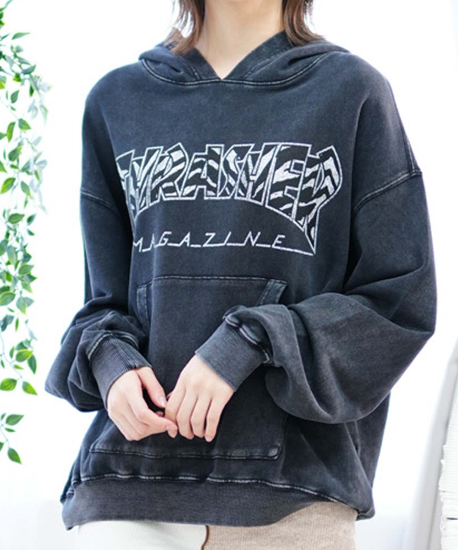 【ムラサキスポーツ限定】THRASHER スラッシャー レディース プルオーバー パーカー ドロップショルダー THML-24ASHDT01(BLK2-M)