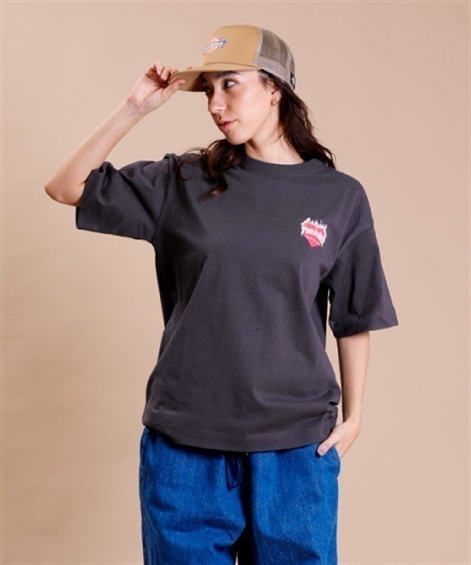 THRASHER スラッシャー THML-001 BHEART レディース 半袖 Tシャツ KK1 D24(WTPK-M)