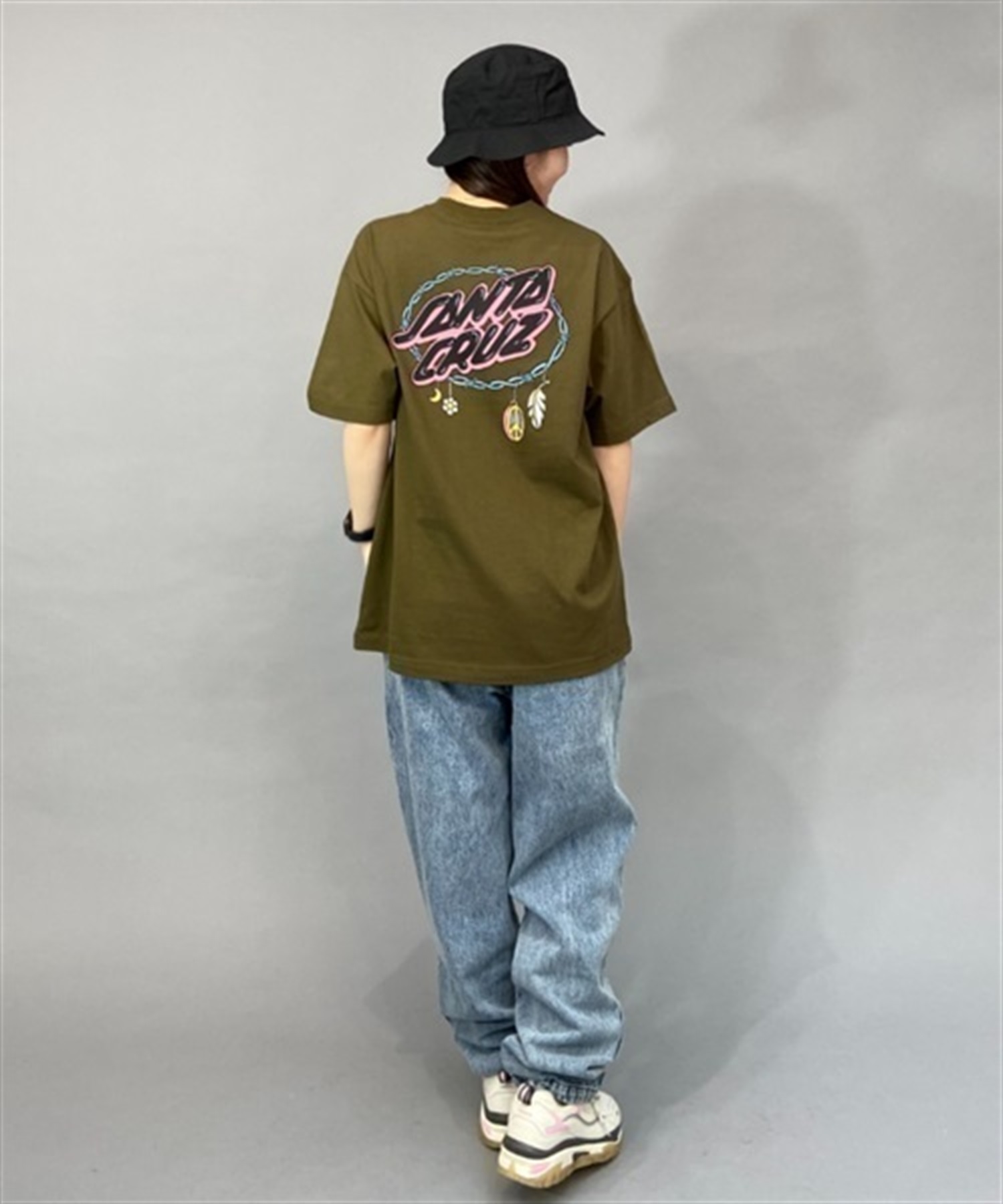 SANTA CRUZ サンタクルーズ BARBED OVAL DOT S/S TEE 502231432 レディース 半袖 Tシャツ バックプリント KK1 C28(BK-M)