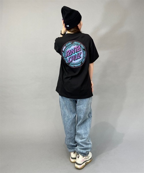 SANTA CRUZ サンタクルーズ INFINITE RINGED DOT S/S TEE 502231434 レディース 半袖 Tシャツ バックプリント KK1 C29(BK-M)