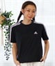 adidas アディダス レディース 半袖 スリーストライプスTシャツ ショート丈 ロゴ ENK78(WT/BK-M)