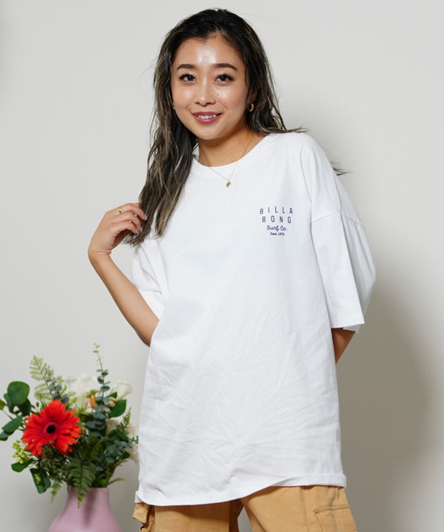 BILLABONG ビラボン SOFT CLEAN LOGO LOOSE TEE レディース 半袖Tシャツ ビックシルエット BE013-211(GBW0-M)