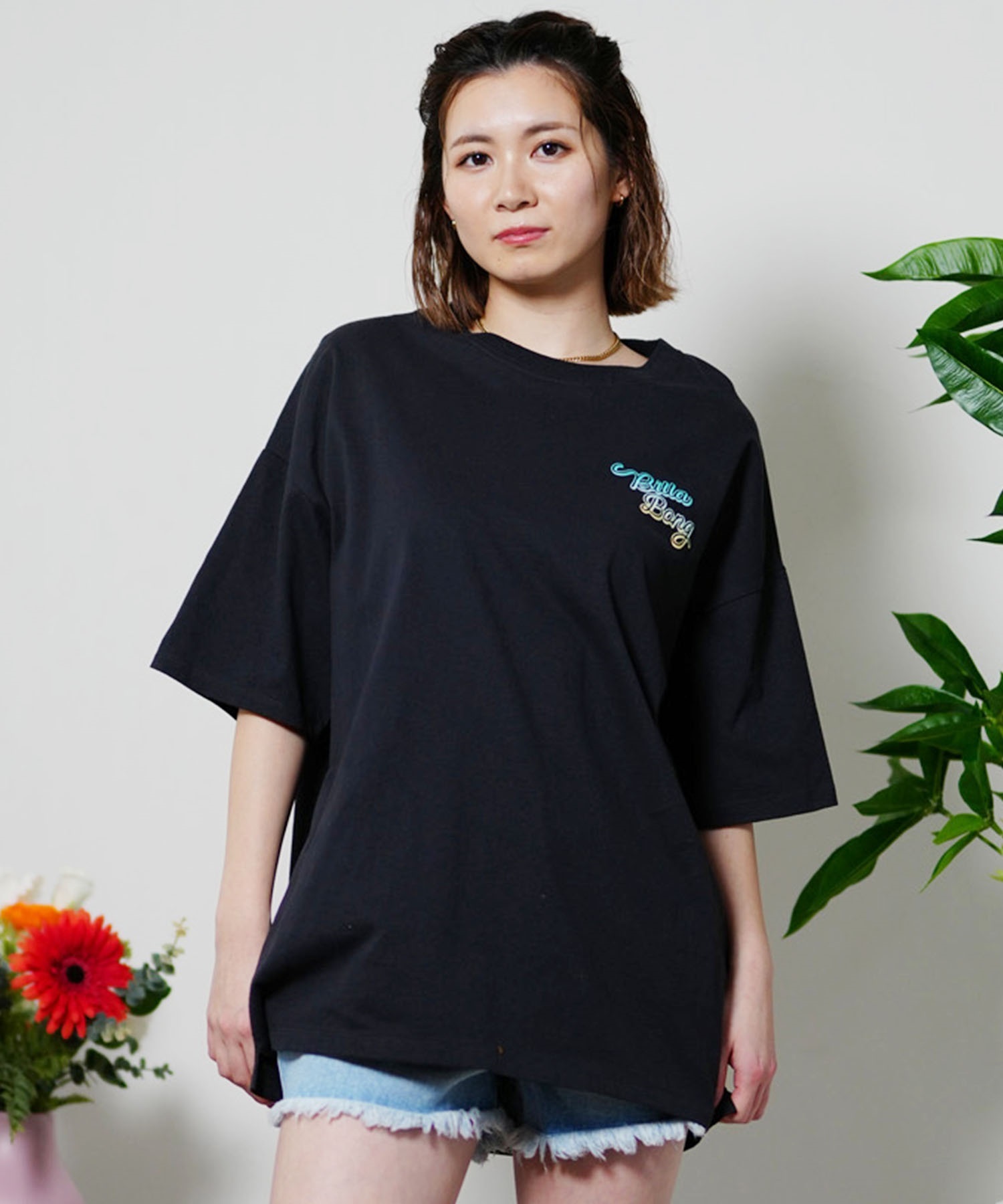 【クーポン対象】BILLABONG ビラボン SCRIPT LOGO LOOSE TEE レディース 半袖Tシャツ ルーズシルエット BE013-212(BGS0-M)