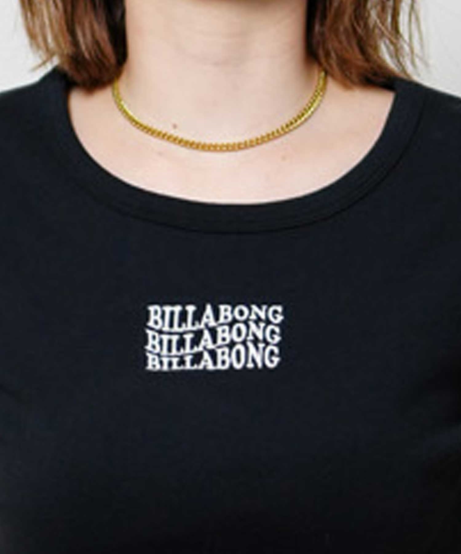 【クーポン対象】BILLABONG ビラボン BE013-217 レディース 半袖 Tシャツ ショート丈 ワンポイント(BLK-M)
