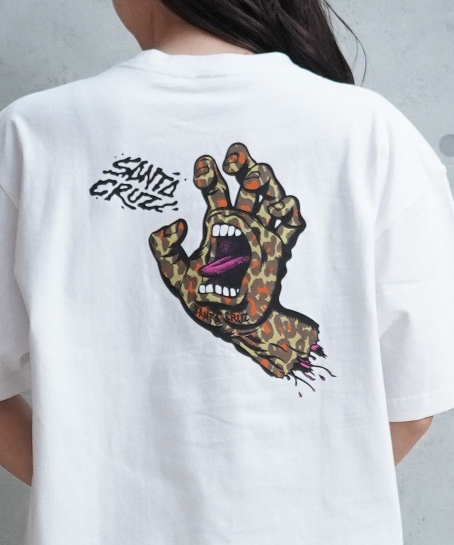 SANTACRUZ サンタクルーズ Murmur Leopard Hand Tee レディース 半袖Tシャツ ムラサキスポーツ別注 502241438(ASHBL-M)