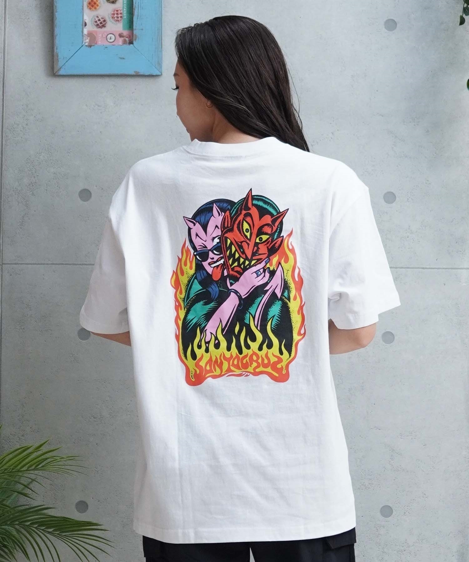 SANTACRUZ サンタクルーズ Delfino Devil Mask Tee レディース 半袖Tシャツ ムラサキスポーツ別注 502241439(OFFBK-M)