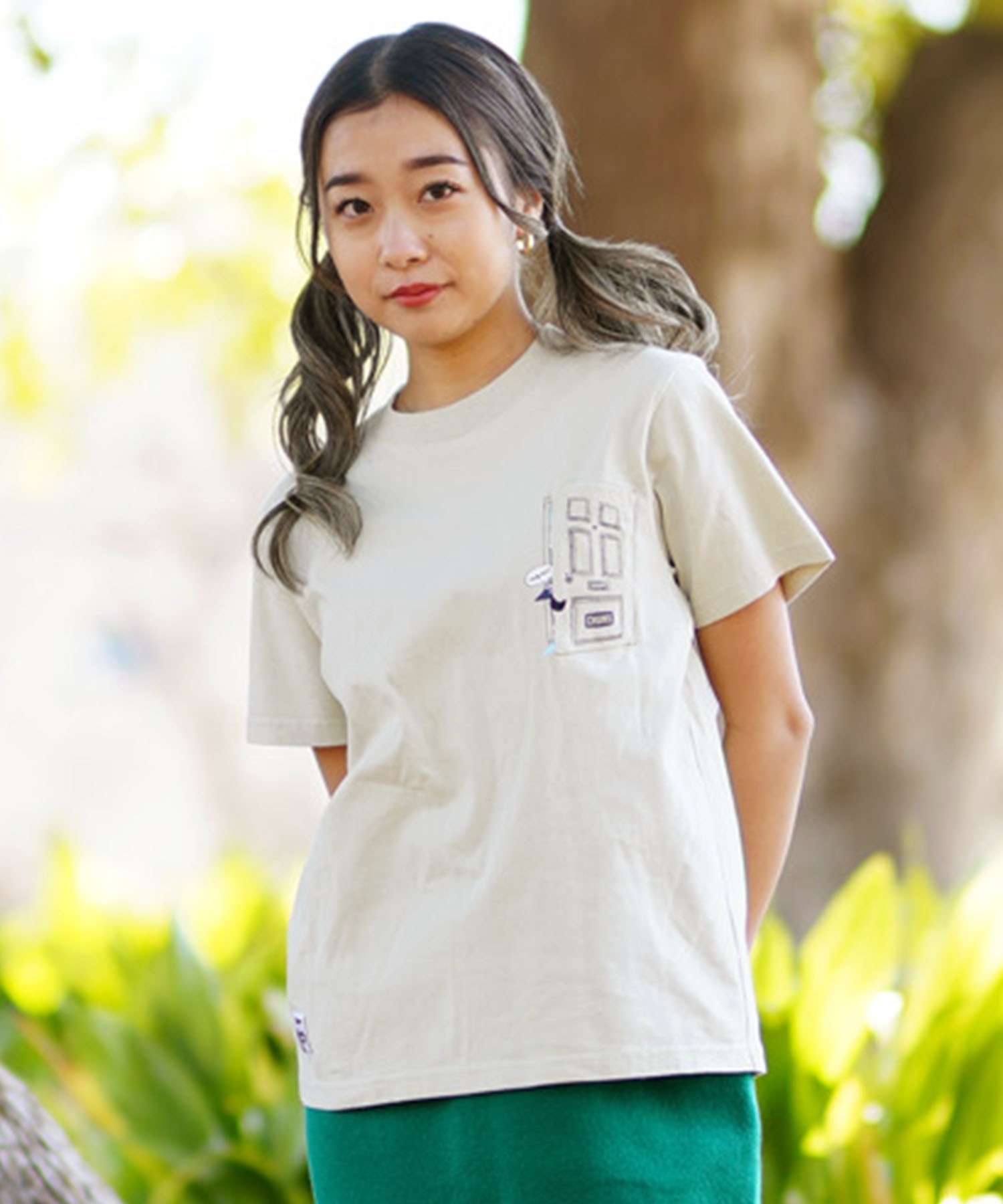 CHUMS チャムス Go Outdoor Pocket T-Shirt レディース 半袖Tシャツ ポケット バックプリント CH11-2348(W001-M)