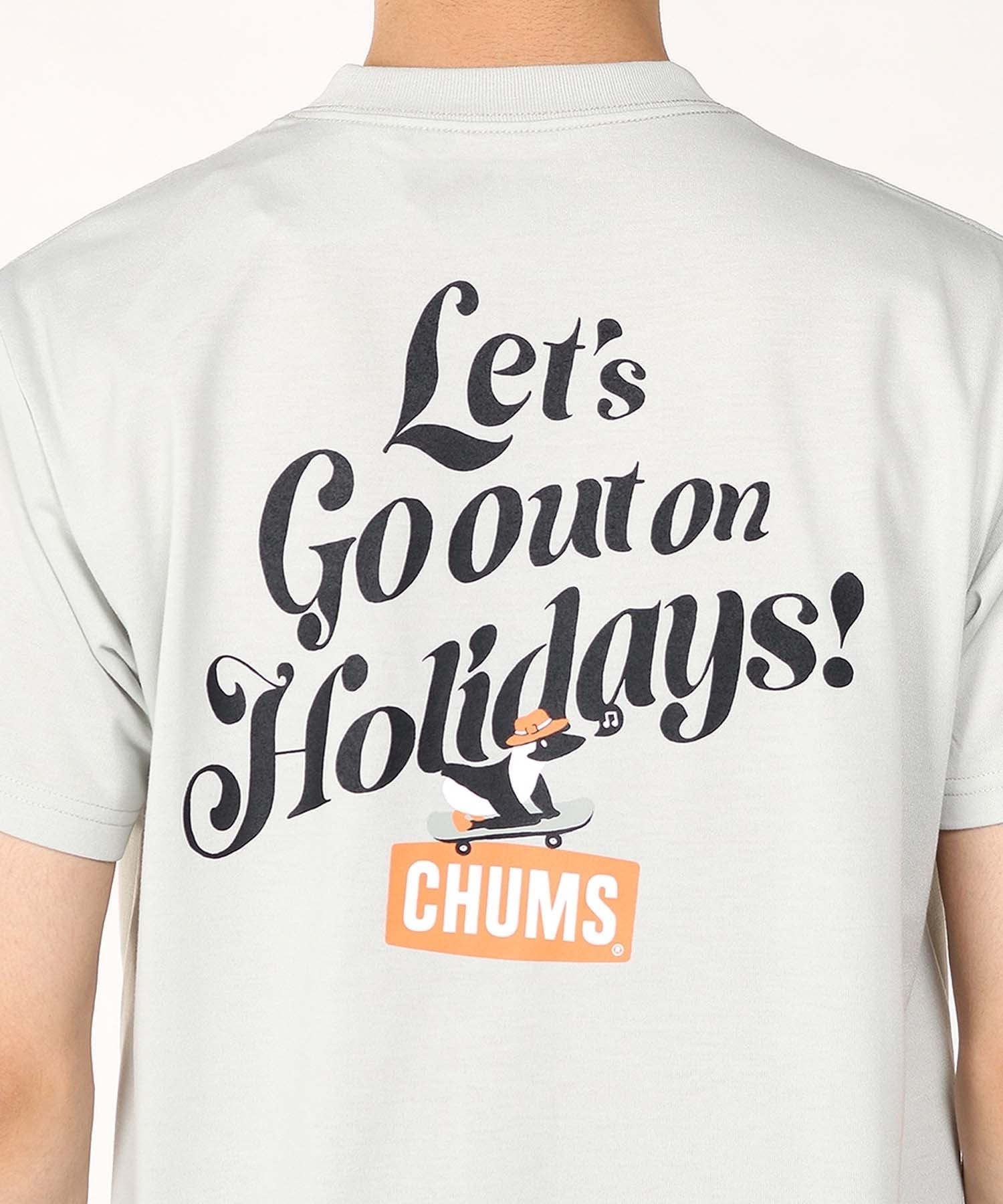 CHUMS チャムス Let's Go out on Holidays! Work Out Dry T レディース 半袖Tシャツ バックプリント CH11-2377(W001-M)