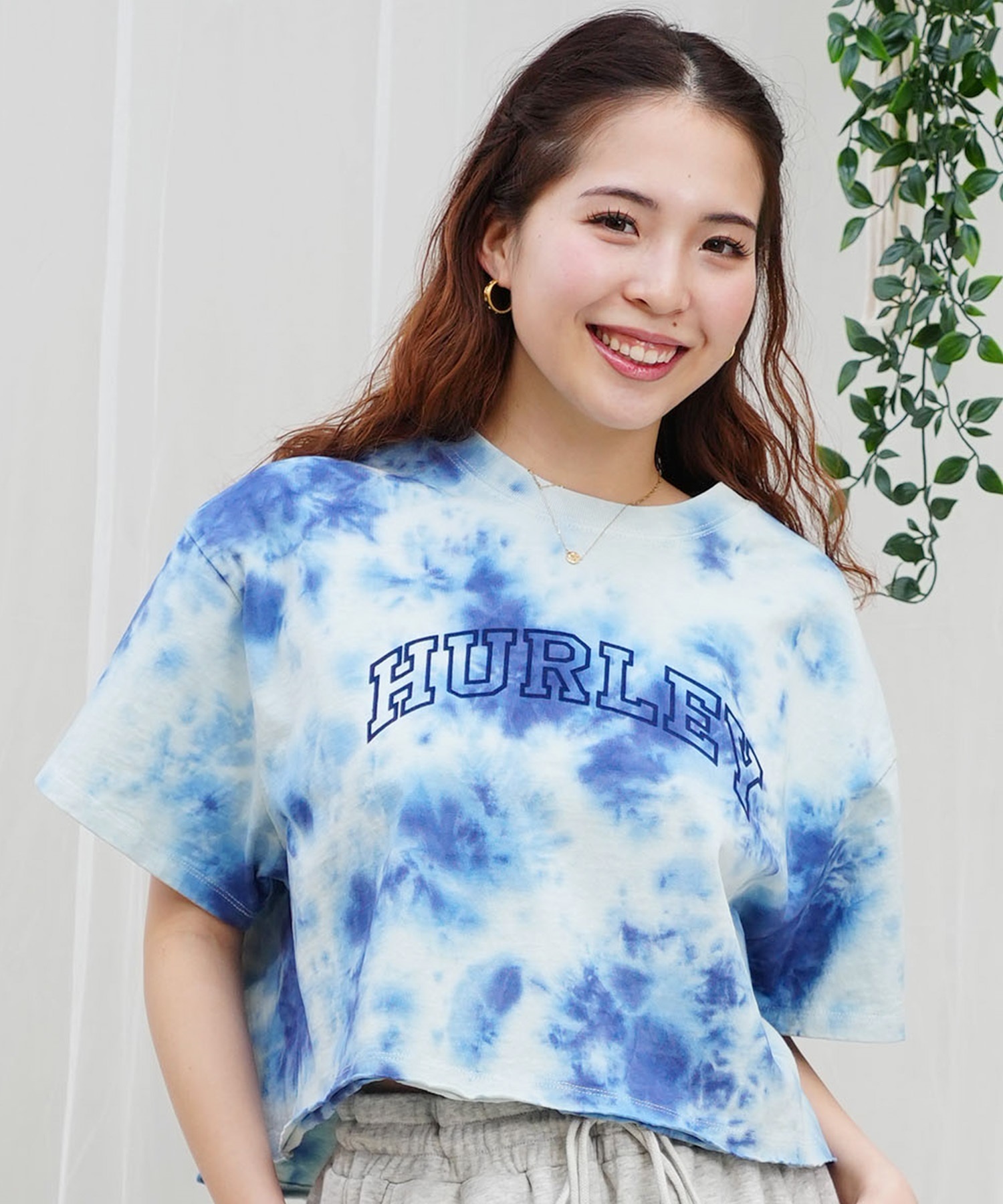 Hurley ハーレー レディース Tシャツ 半袖 ショート丈 クロップ丈 アーチロゴ プリント ヘビーウェイト WSS2421021(BLET-M)