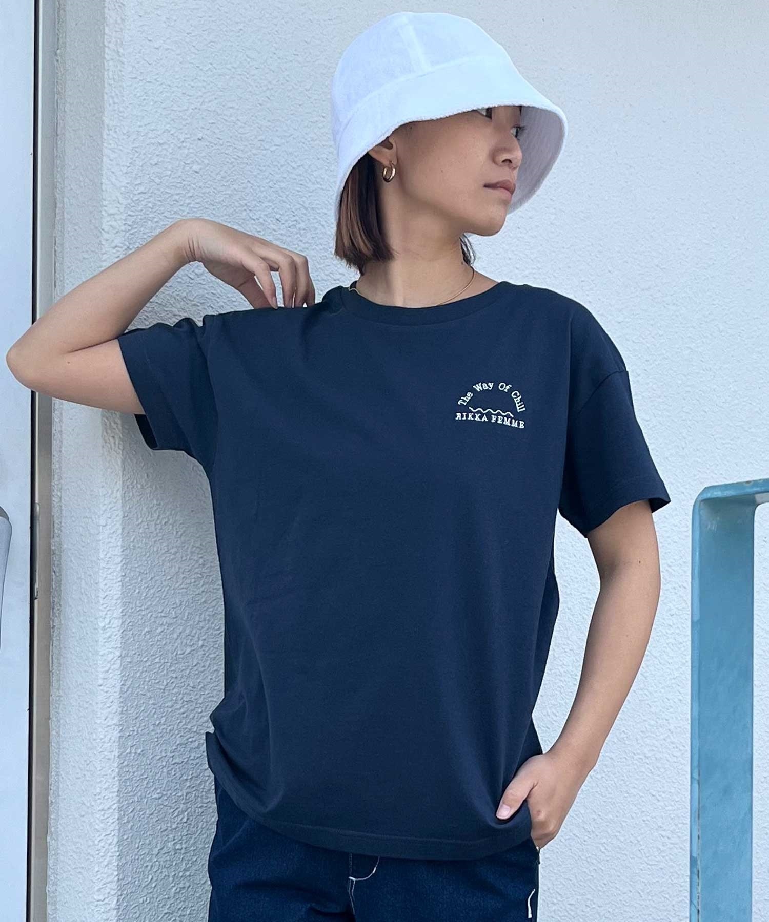 RIKKA FEMME リッカファム レディース 半袖 Tシャツ ワンポイント RF24SS25(NAV-FREE)