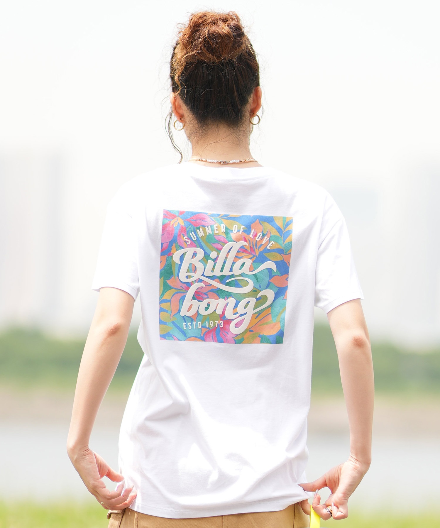 BILLABONG ビラボン レディース Tシャツ 半袖 スクエアロゴ バックプリント ボーイフィット BE01C-203(BPB-M)