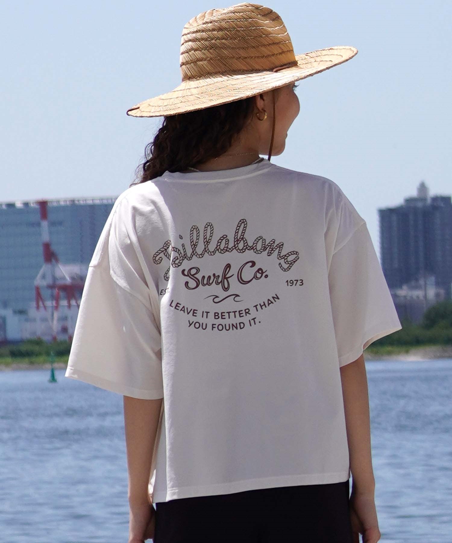 BILLABONG ビラボン 半袖 ラッシュガード レディース Tシャツ クロップド丈 バックプリント 水陸両用 BE01C-854(SCS-M)