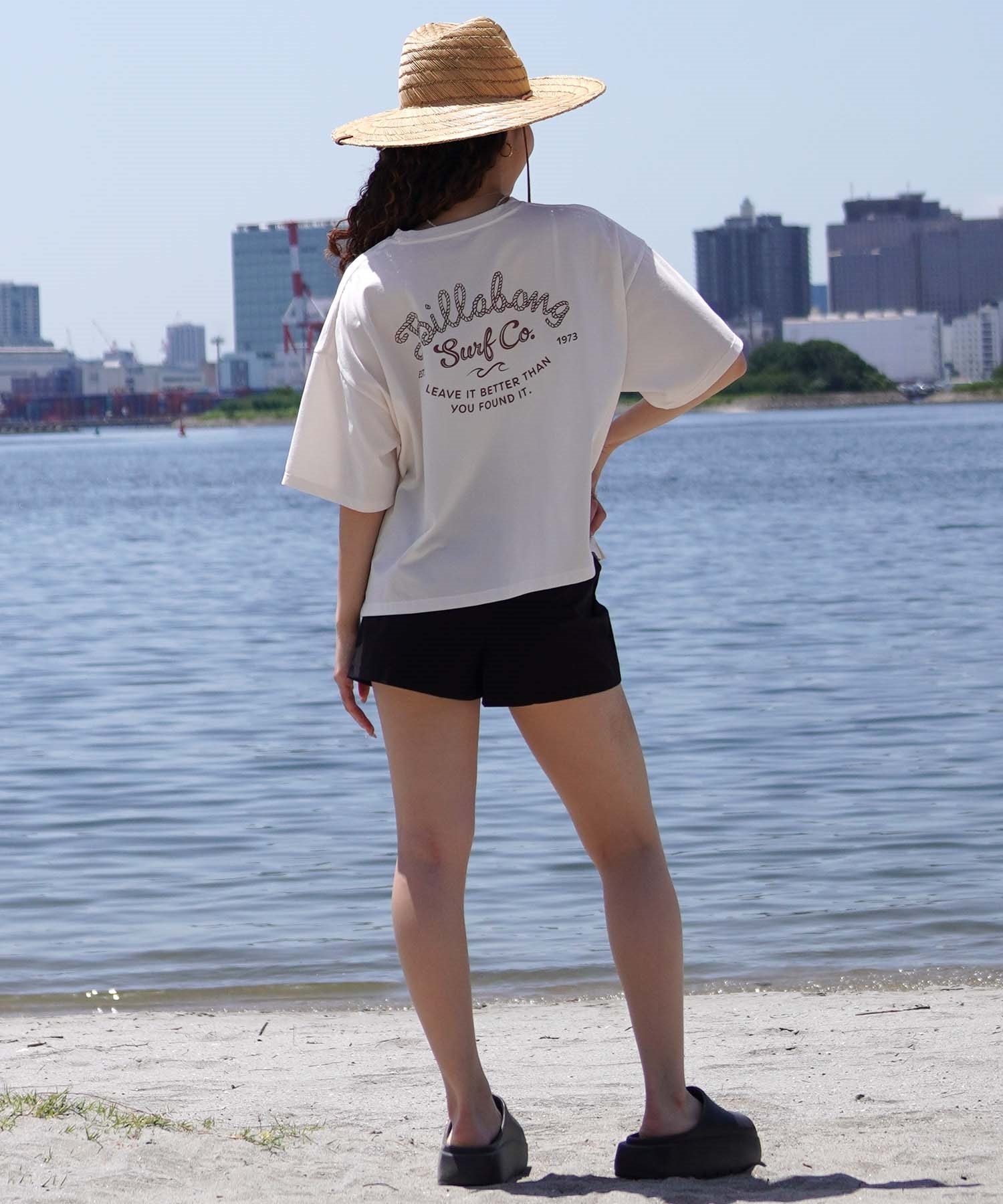 BILLABONG ビラボン 半袖 ラッシュガード レディース Tシャツ クロップド丈 バックプリント 水陸両用 BE01C-854(SCS-M)