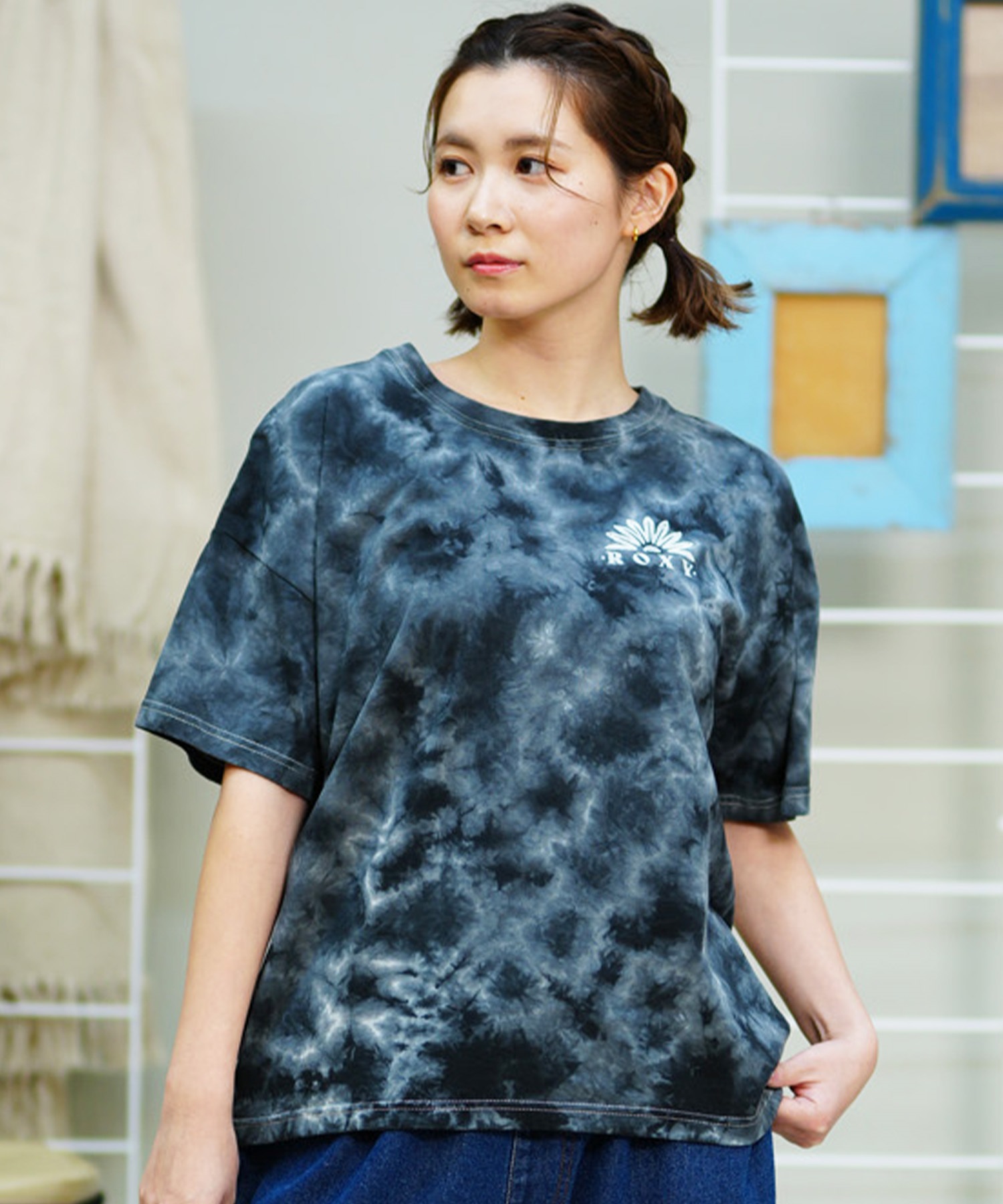 ROXY ロキシー レディース 半袖Tシャツ タイダイ柄 バックプリント クルーネック RST242037(SUN-M)