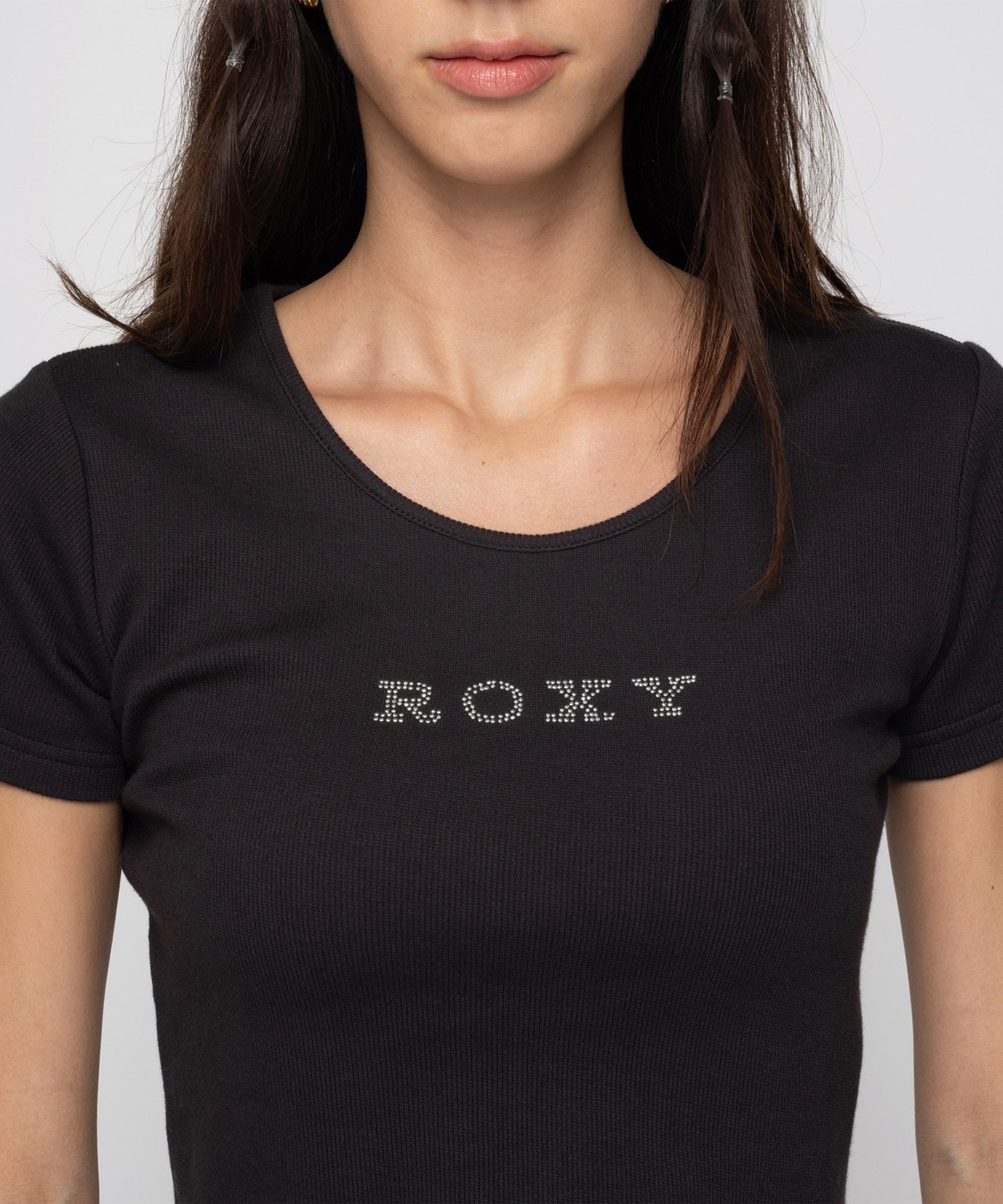 ROXY ロキシー レディース 半袖 Tシャツ クルーネック ショート丈 クロップ ミニ チビ RST242613T(WHT-M)