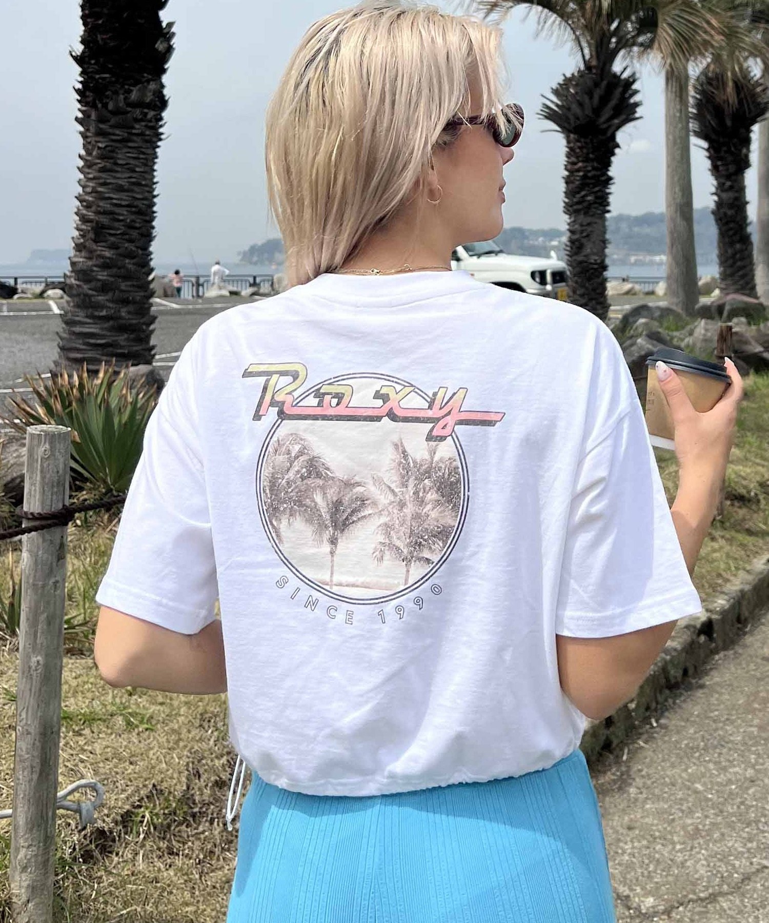 ROXY ロキシー レディース 半袖 Tシャツ バックプリント クロップ丈 ショート RST242626T(WHT-M)