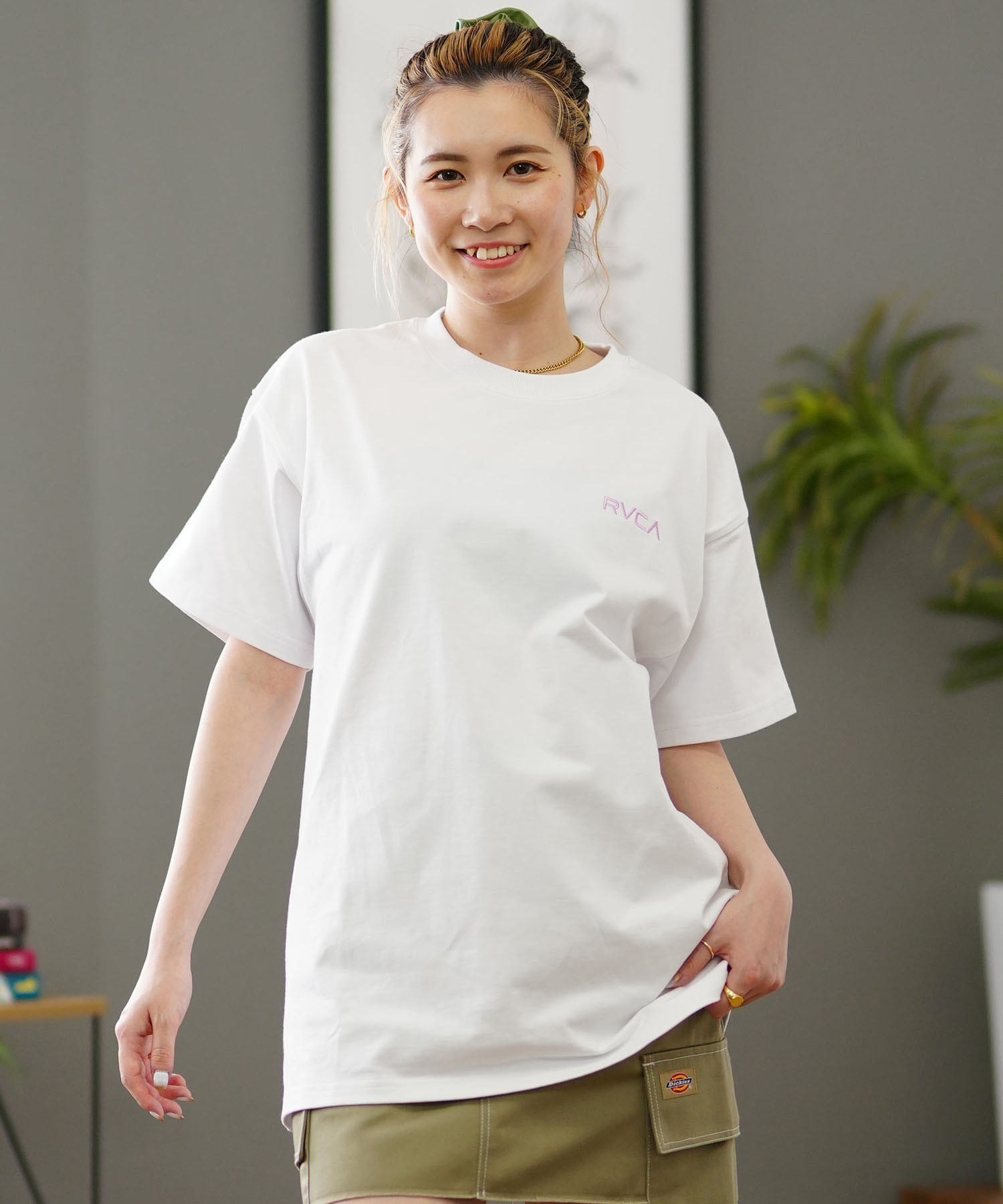 RVCA ルーカ バックプリントTシャツ レディース 半袖 Tシャツ オーバーサイズ BE04C-P21(PTK-S)