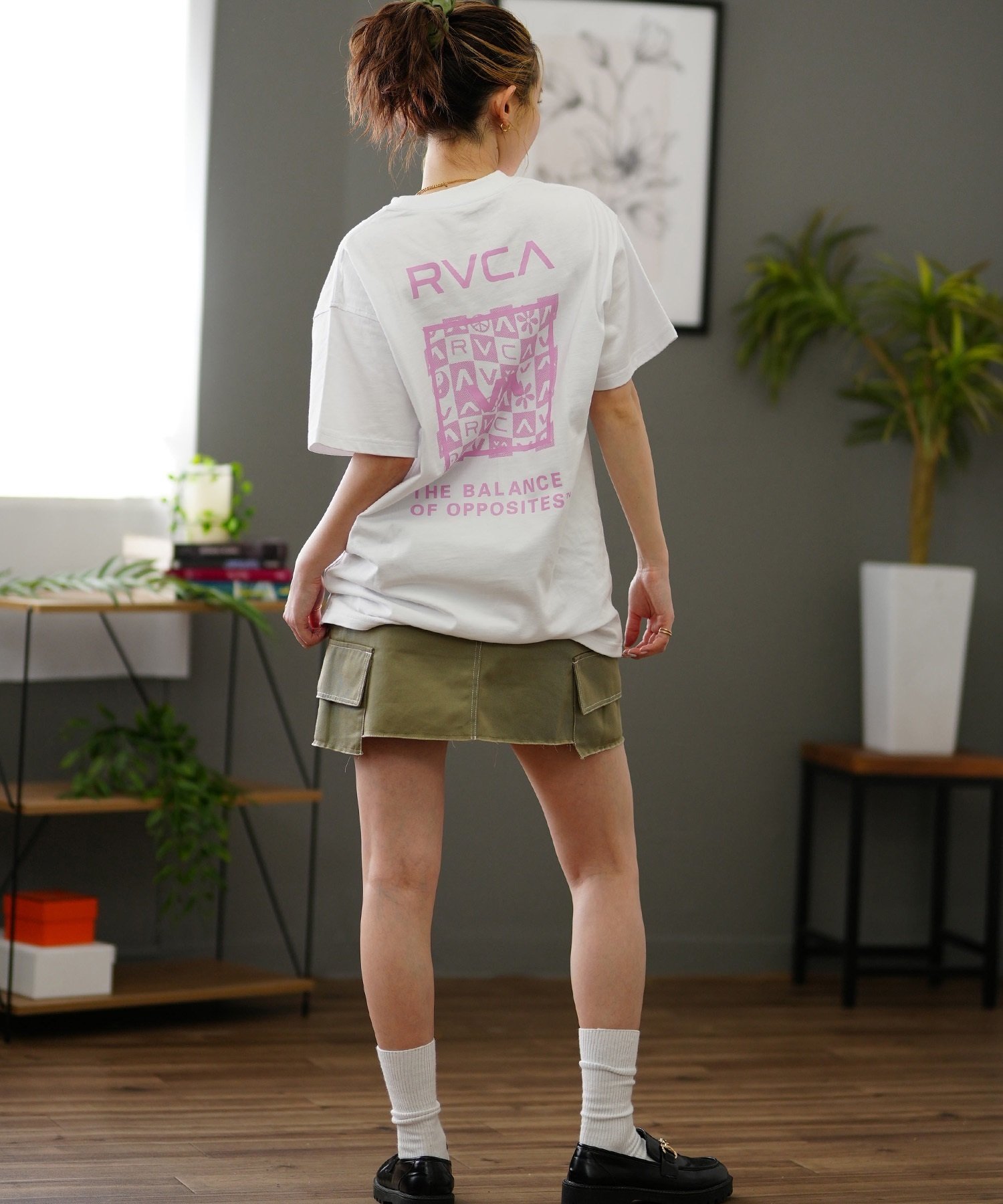RVCA ルーカ バックプリントTシャツ レディース 半袖 Tシャツ オーバーサイズ BE04C-P21(PTK-S)