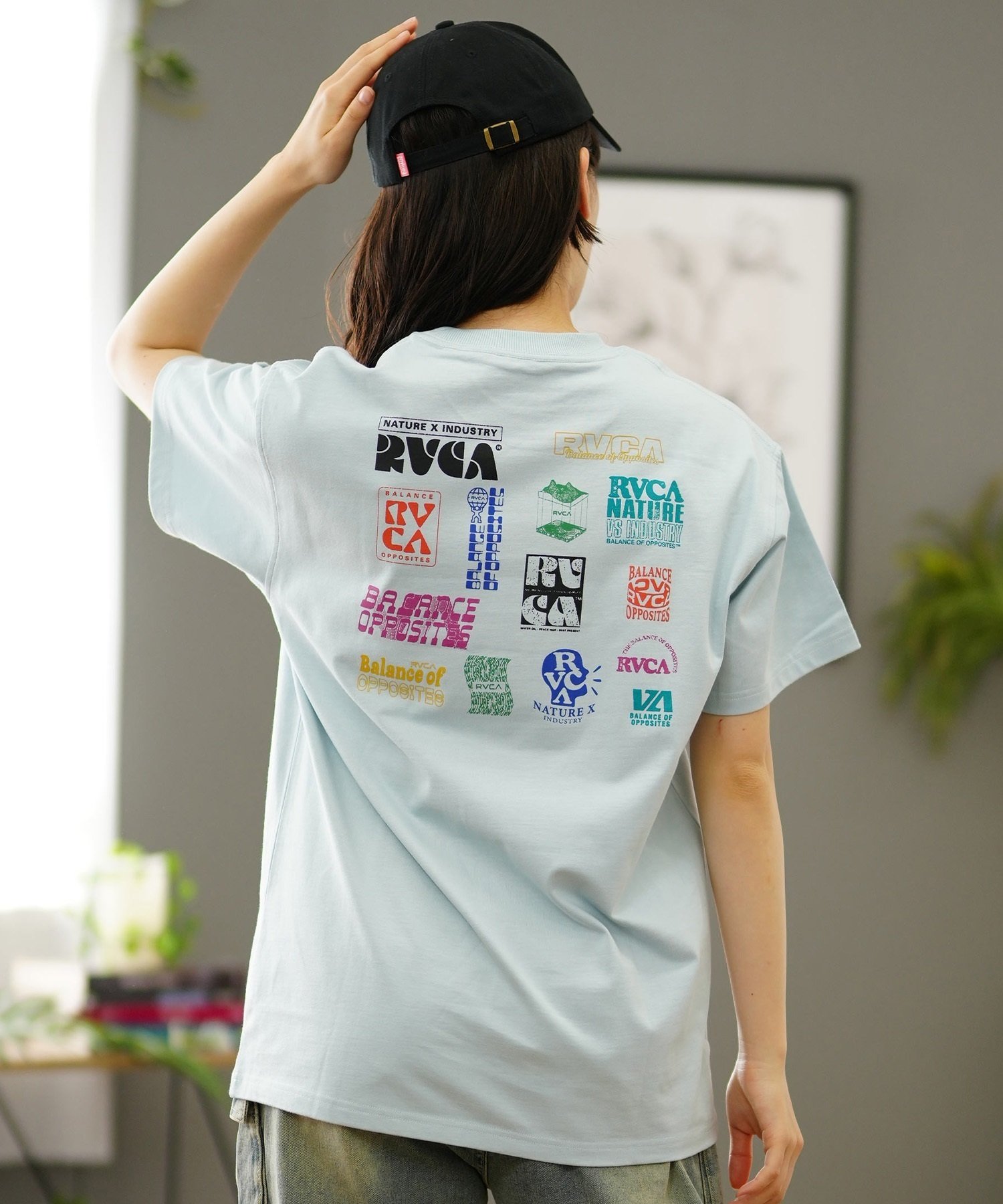 RVCA ルーカ バックプリントTシャツ レディース 半袖 Tシャツ オーバーサイズ BE04C-P22(WHT-S)