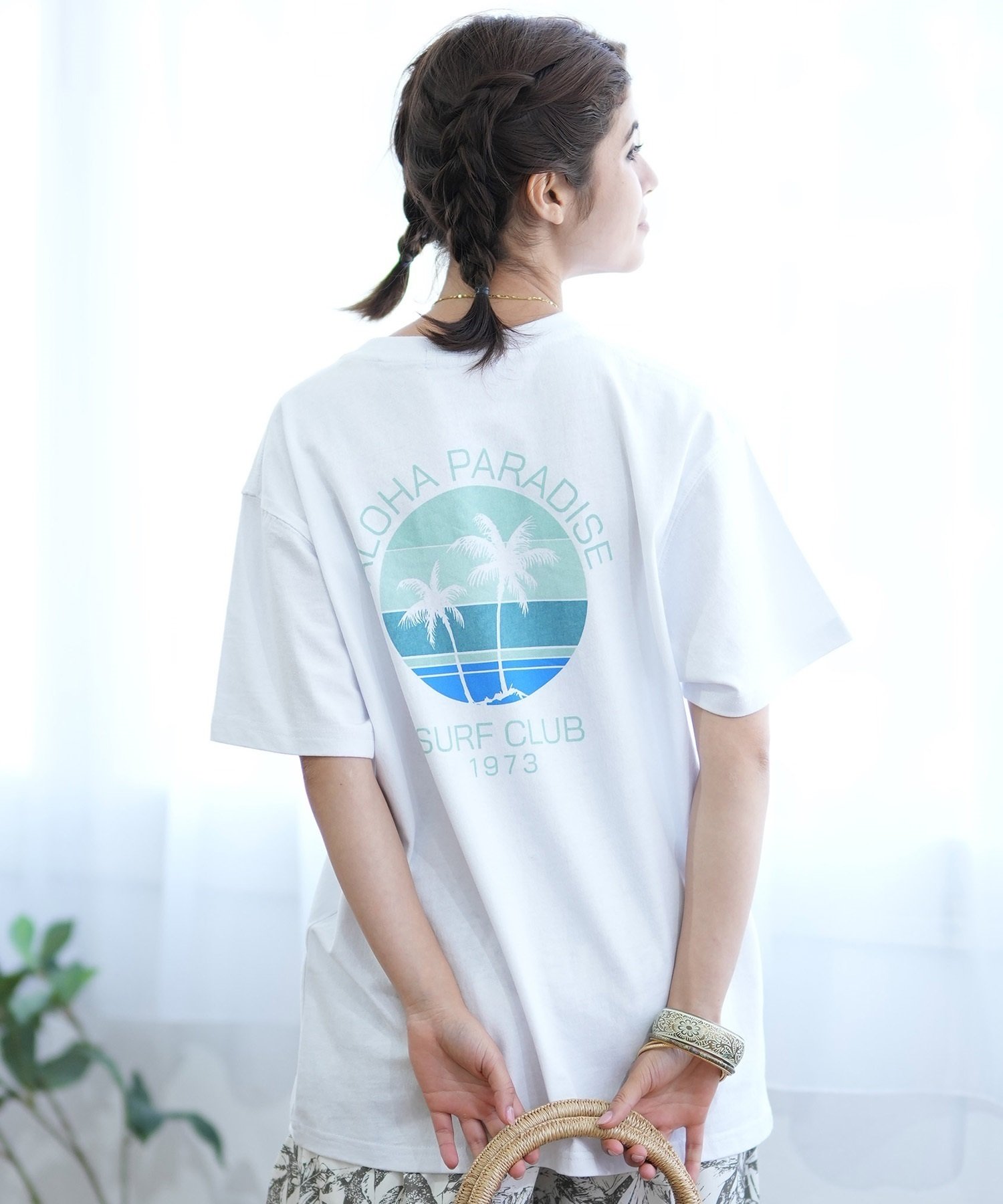 ALOHA PEOPLE アロハピープル 半袖 Tシャツ レディース バックプリント サークル MOAP24SL006(WH/BL-M)