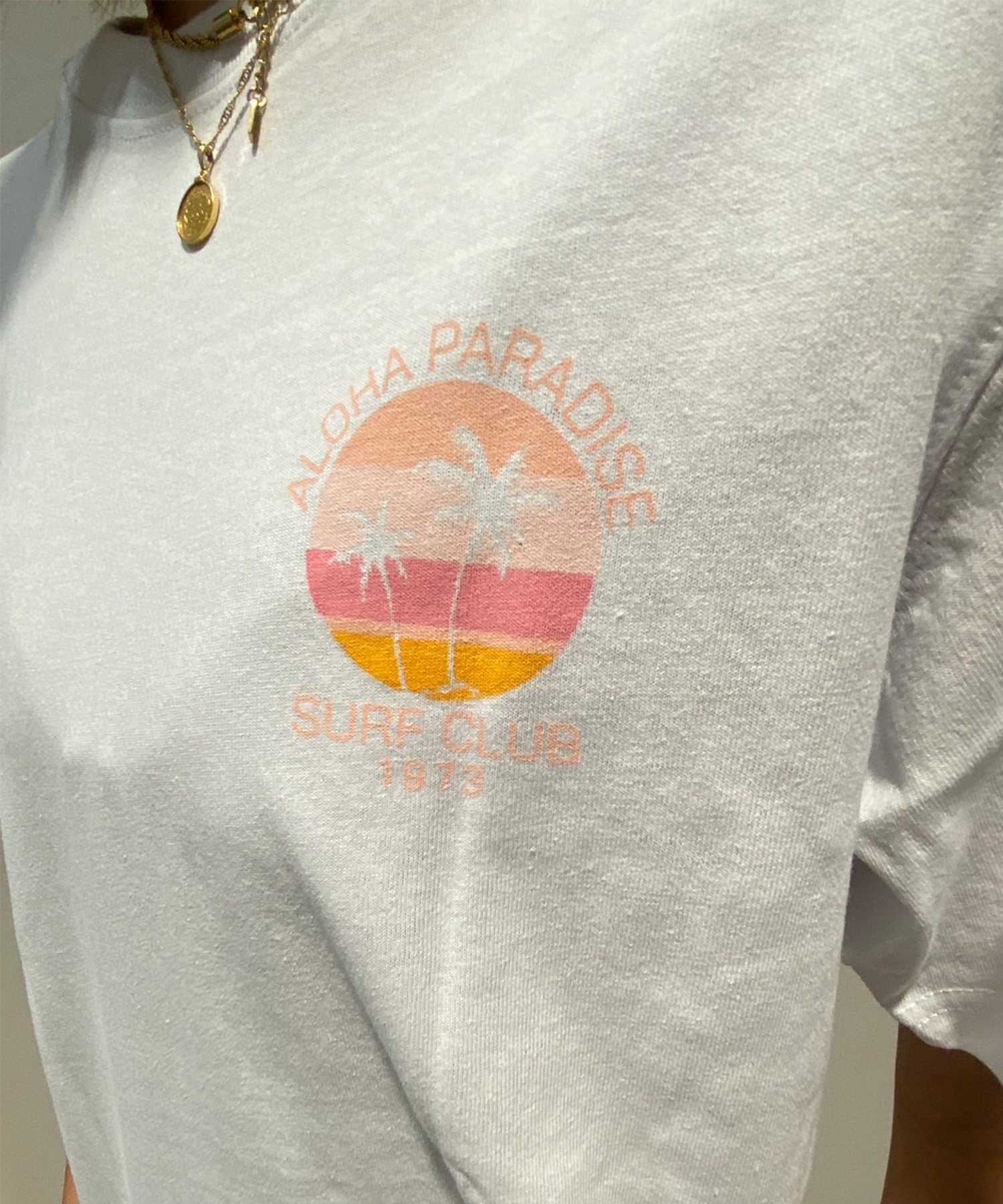 ALOHA PEOPLE アロハピープル 半袖 Tシャツ レディース バックプリント サークル MOAP24SL006(WH/BL-M)