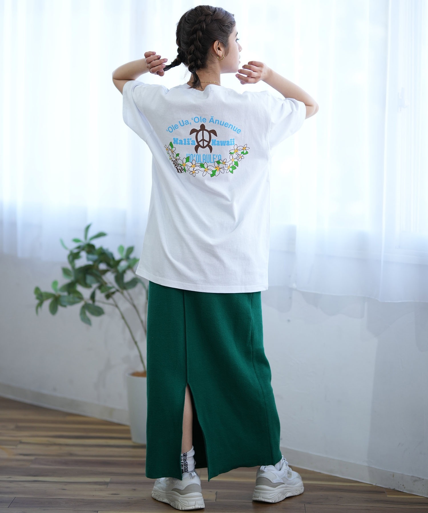 ALOHA PEOPLE アロハピープル 半袖 Tシャツ レディース バックプリント MOAP24SL009(WHITE-M)